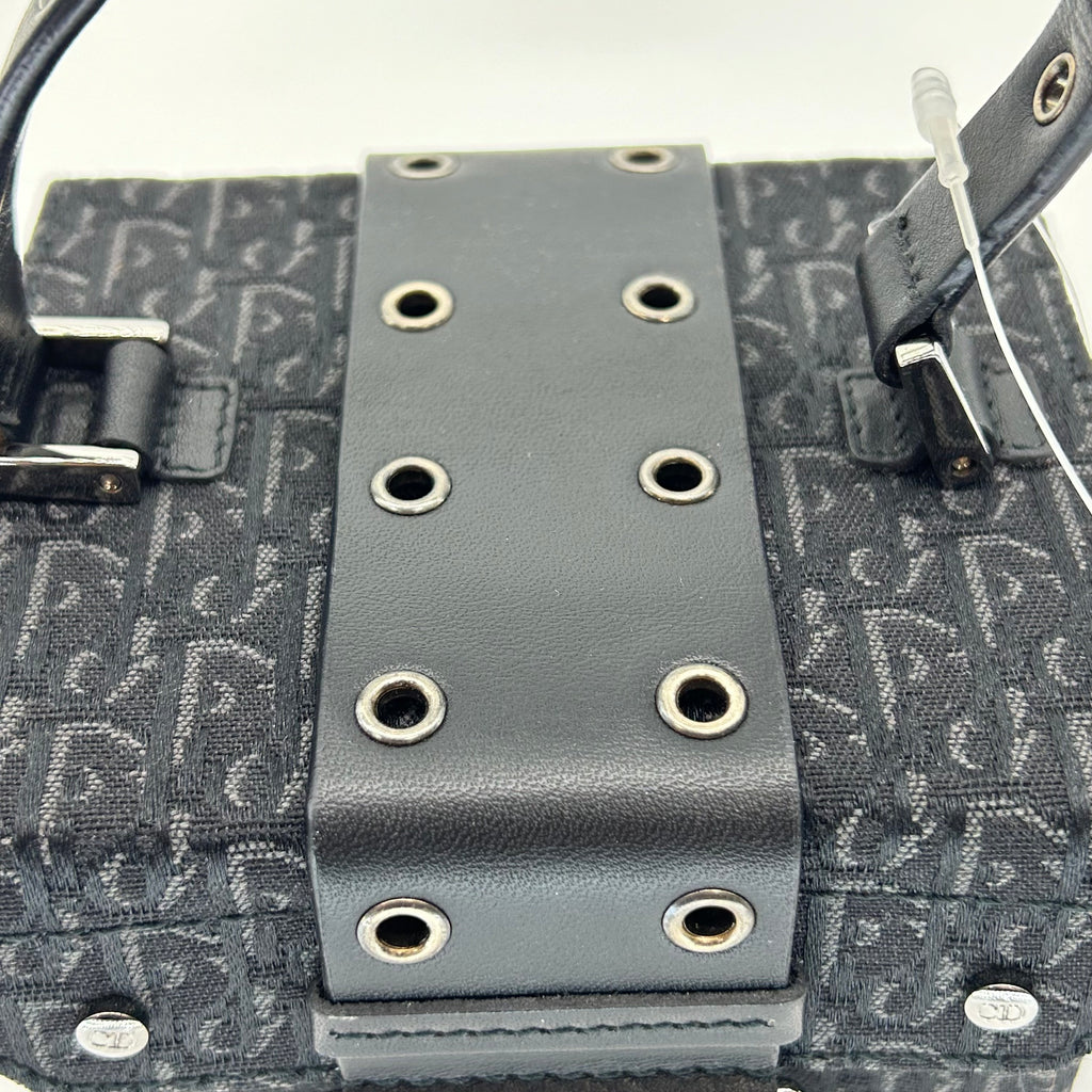 Christian Dior Trotter Monogram Vanity Bag Black Canvas Top Handle Bag Vintage