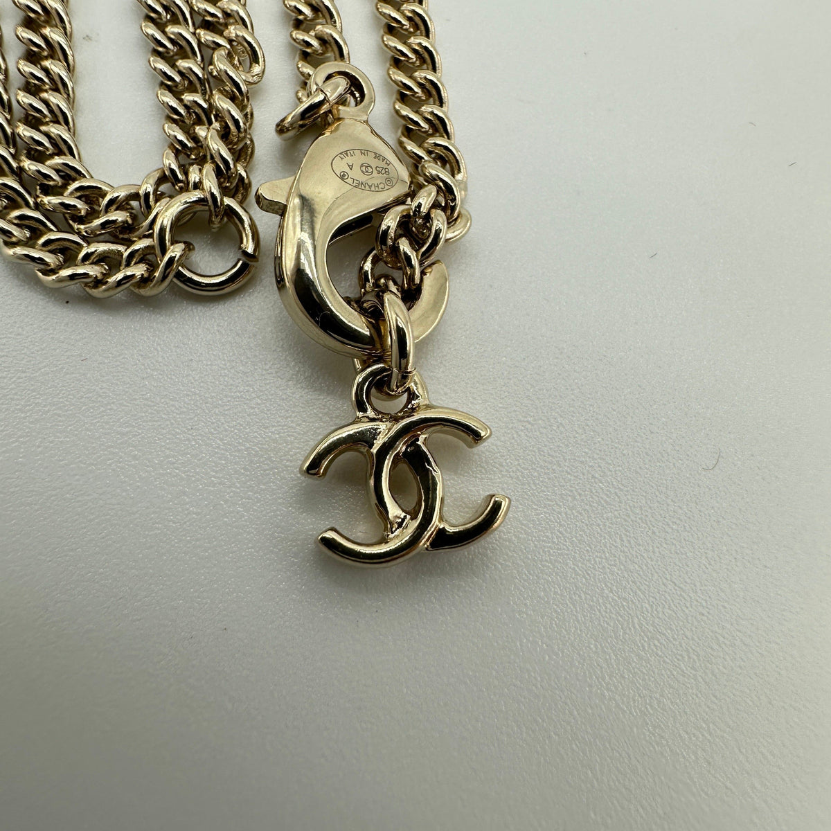 Chanel ABG026 Gold Rhinestone Coco Mark Coin Necklace