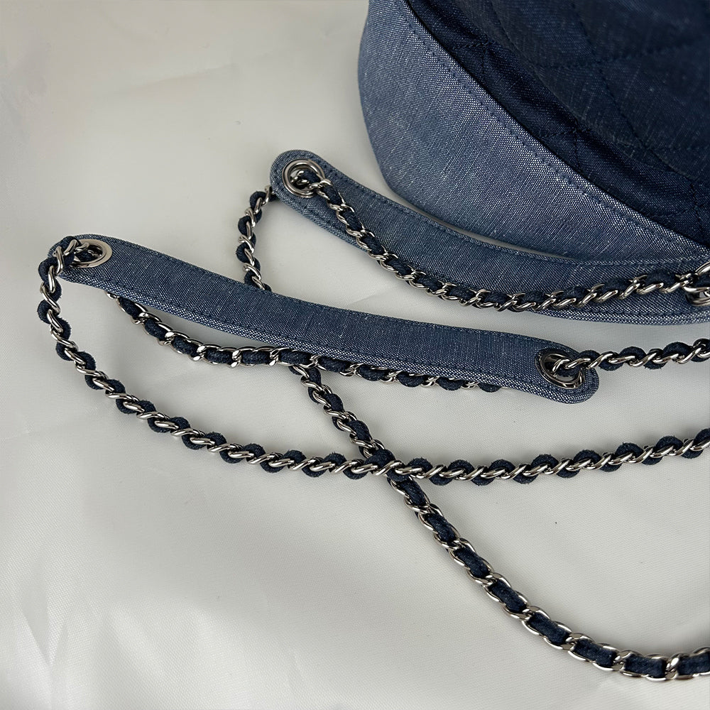 Chanel Blue Quilted Denim Medallion Backpack 2-Way 19 Series