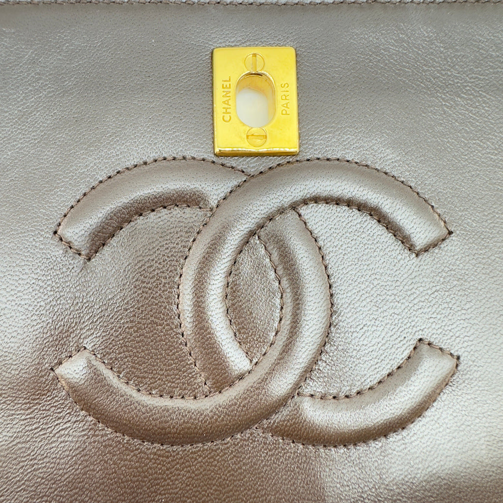 Chanel Quilted Caviar Leather Classic Flap Medium Brown Chain Shoulder Bag