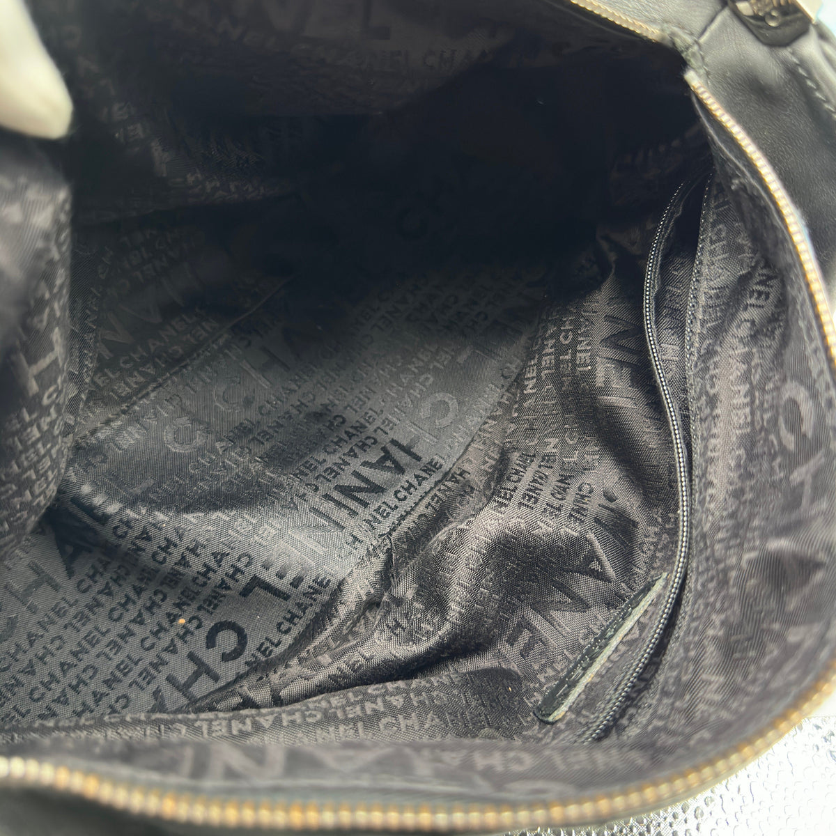 Chanel Chocolate Bar Quilted Leather Black Handbag