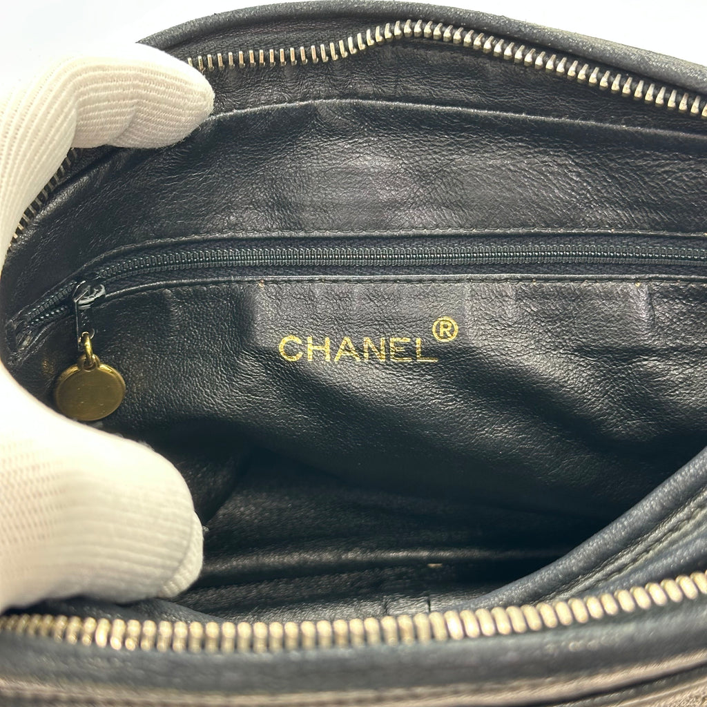 CHANEL Matelassé 2nd Series Camera Bag Lambskin Black Gold Hardware Charm Shoulder Bag