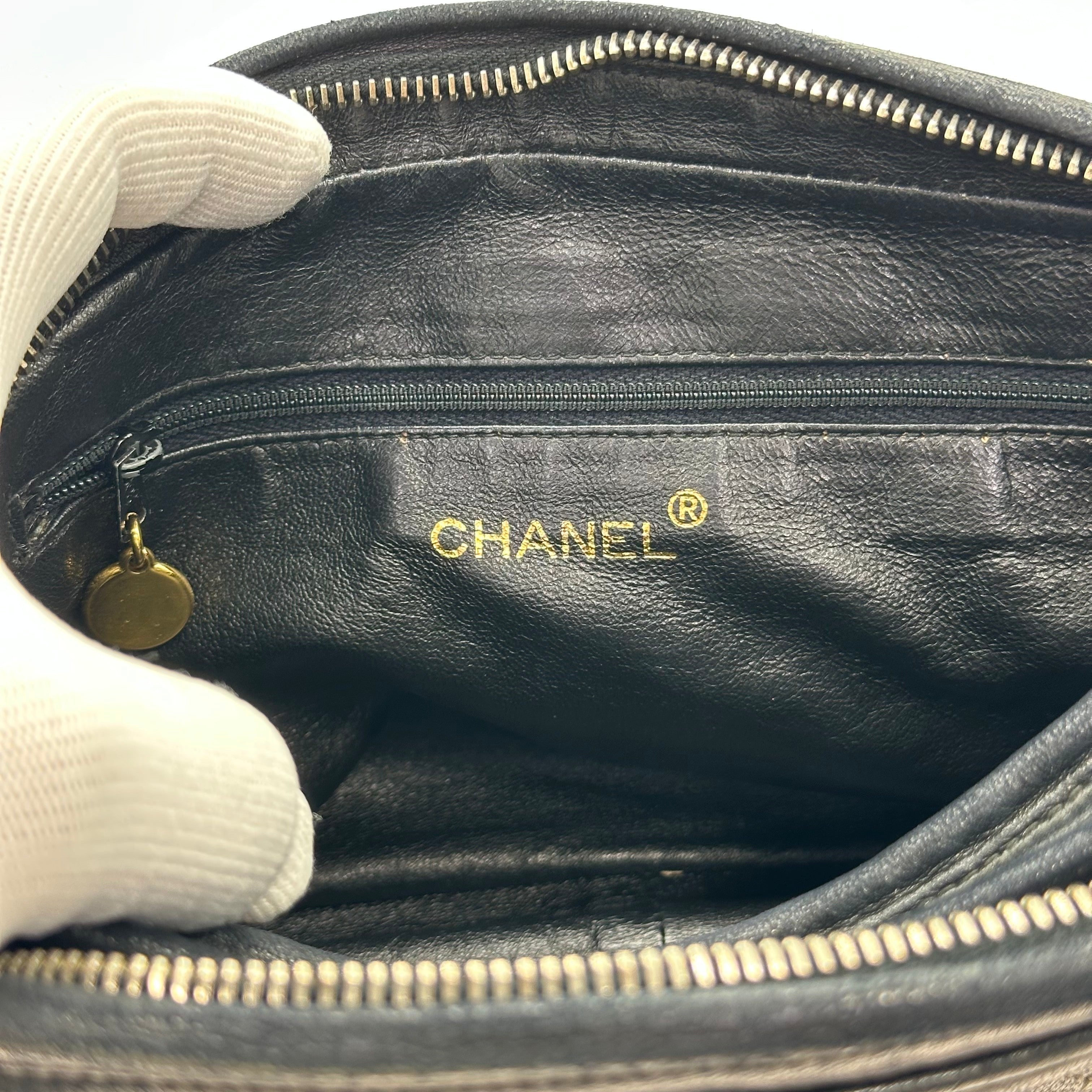 CHANEL Matelassé 2nd Series Camera Bag Lambskin Black Gold Hardware Charm Shoulder Bag