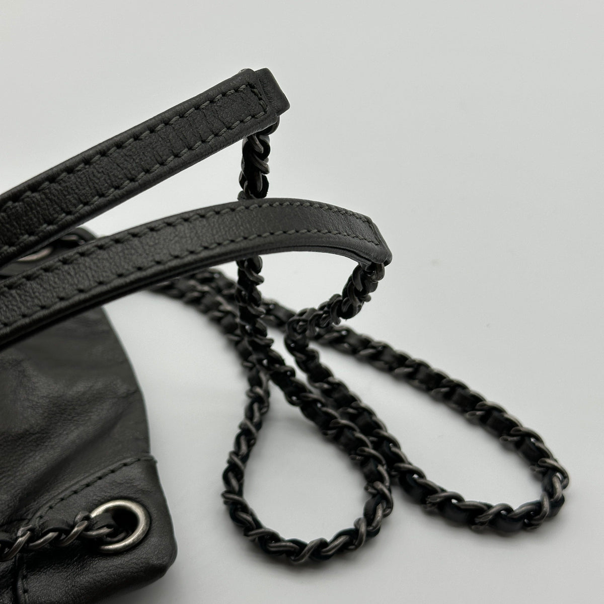 Chanel Quilted Leather Black Chain Shoulder Bag