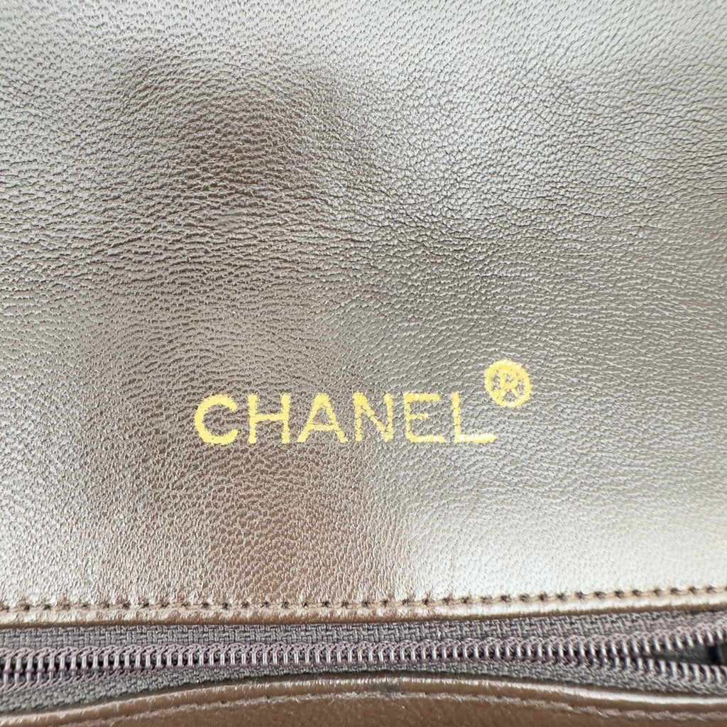 Chanel Quilted Caviar Leather Classic Flap Medium Brown Chain Shoulder Bag