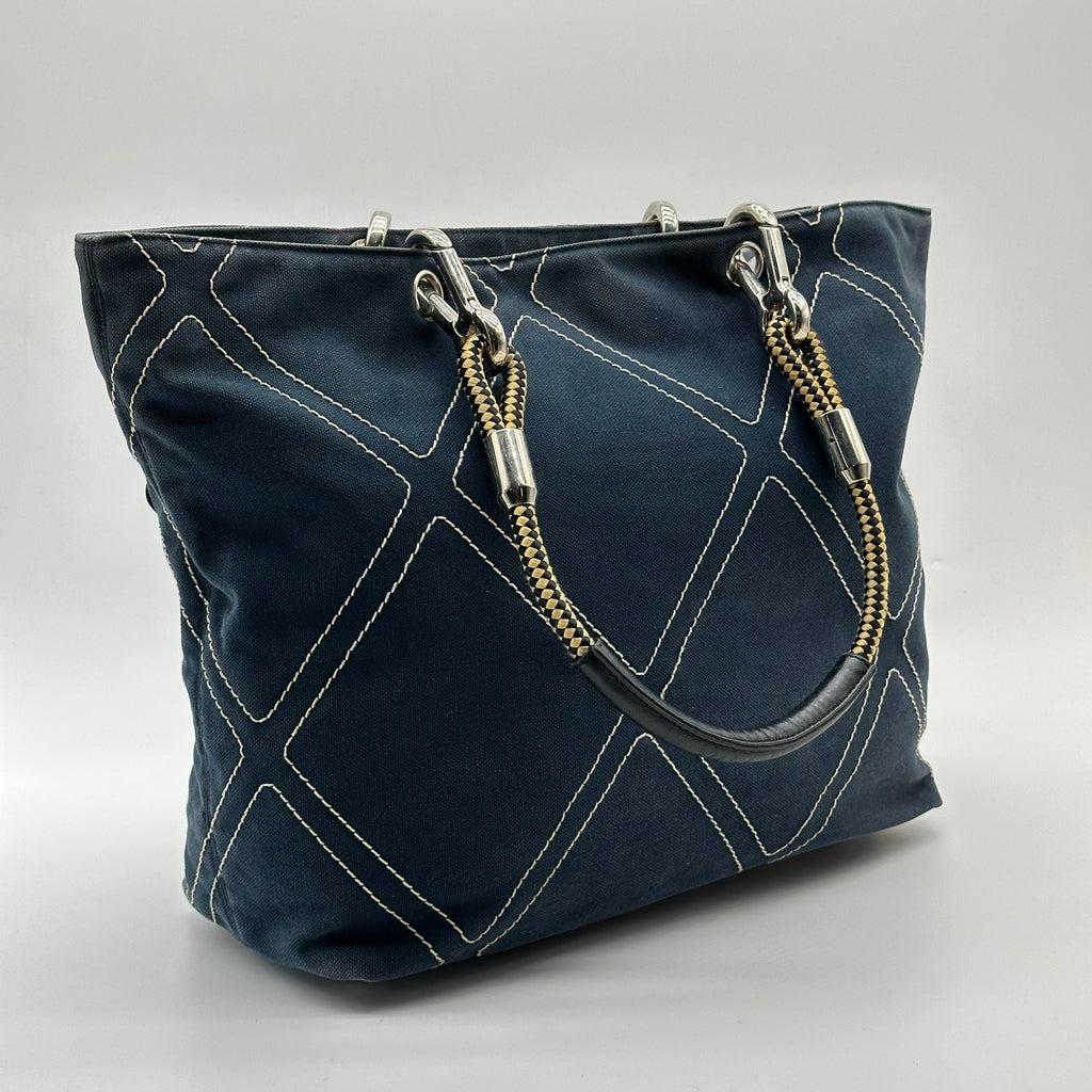 Chanel Quilted Number 5 Rope Handle Navy Tote Bag