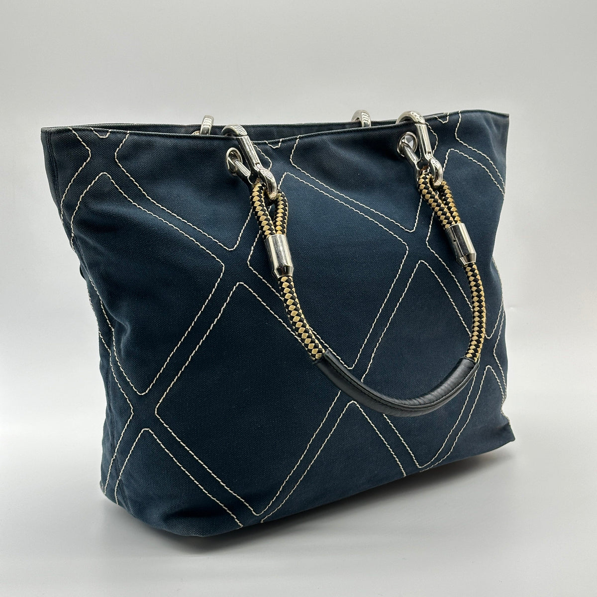 Chanel Quilted Number 5 Rope Handle Navy Tote Bag