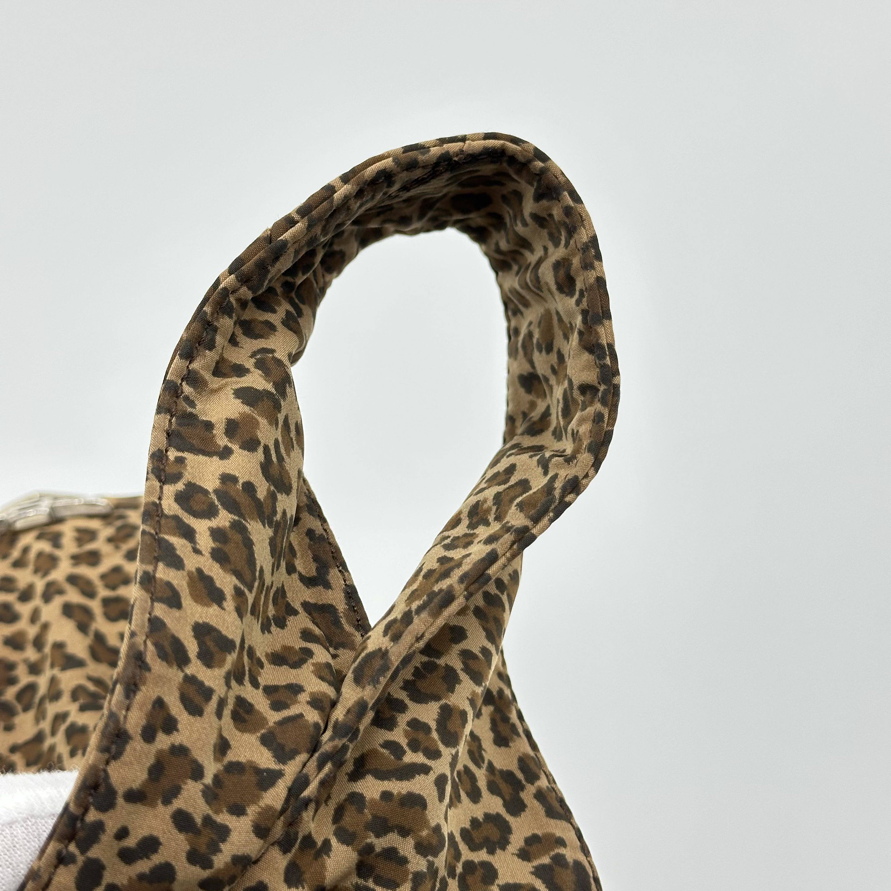 bottega Veneta  nylon leopard print hobo shoulder bag