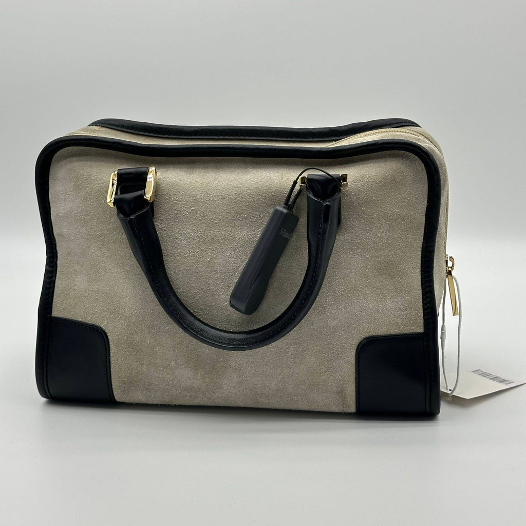 Loewe Amazona 28 Anagram Logo Suede Leather Boston Handbag