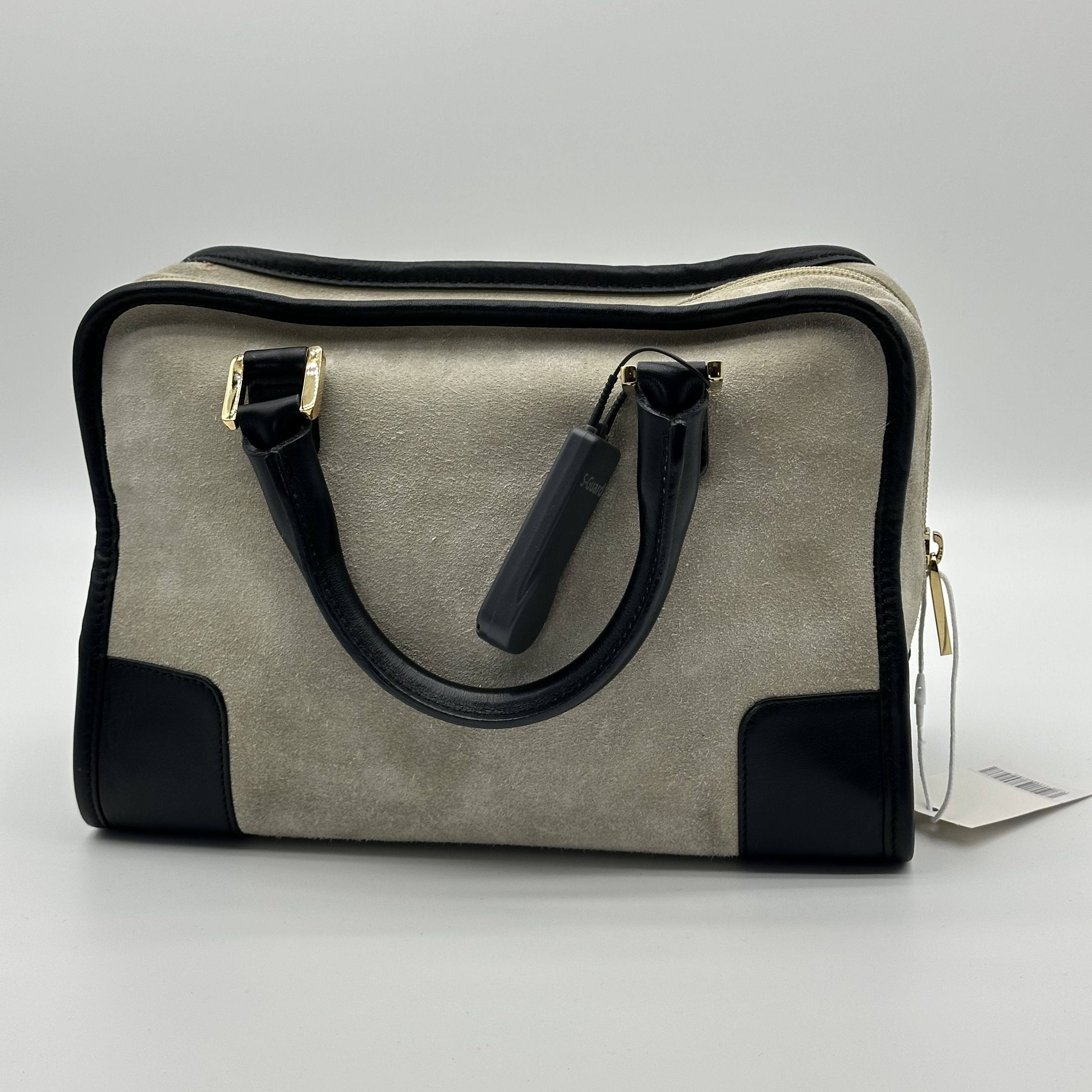 Loewe Amazona 28 Anagram Logo Suede Leather Boston Handbag