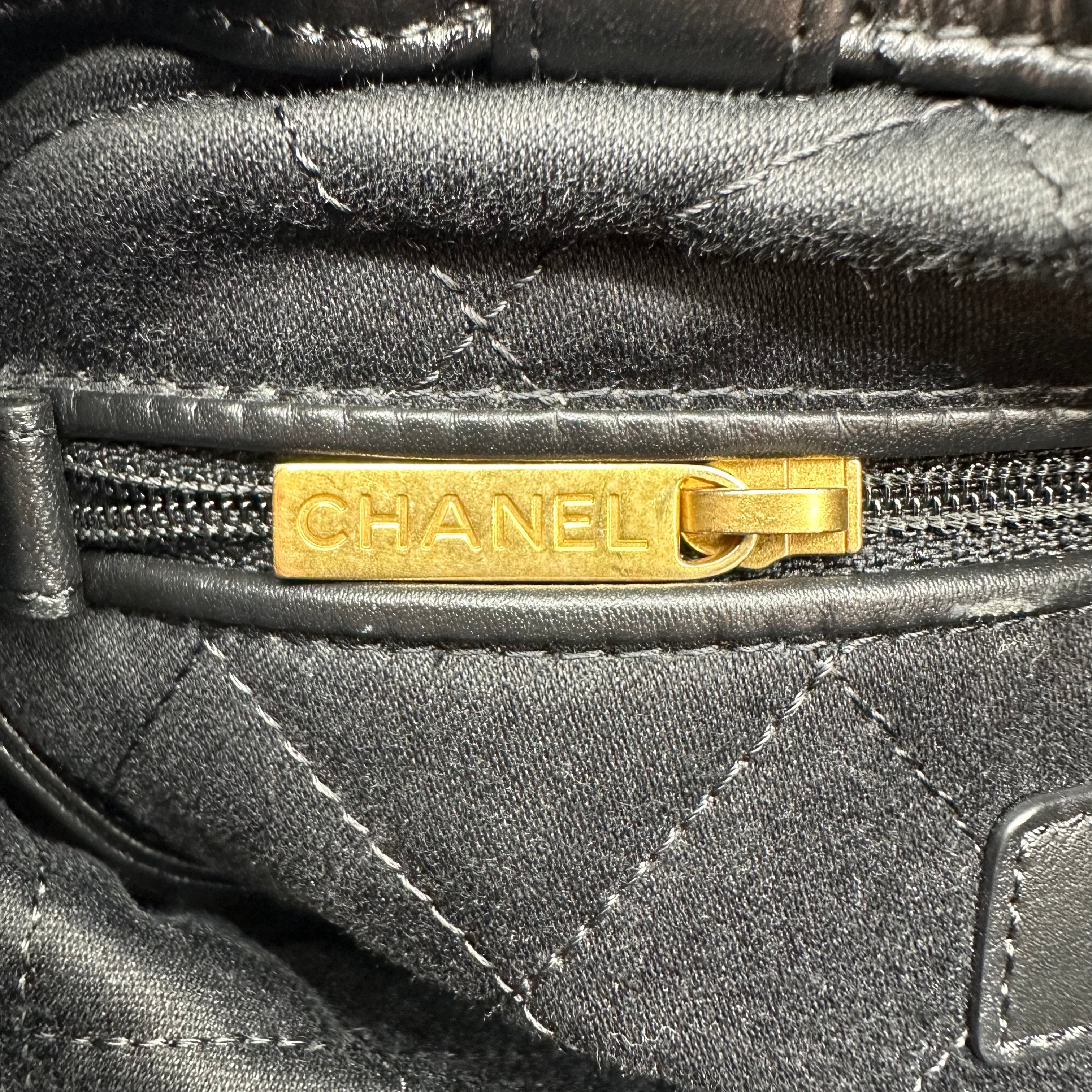 CHANEL 22 Backpack Black Calfskin Gold Hardware small