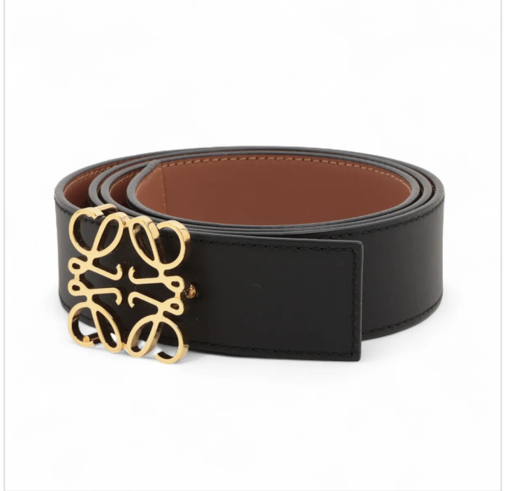 Loewe Anagram Belt 110 Leather x GP Brown x black Wears Scratched Losing luster Marked Creases Dents 182250