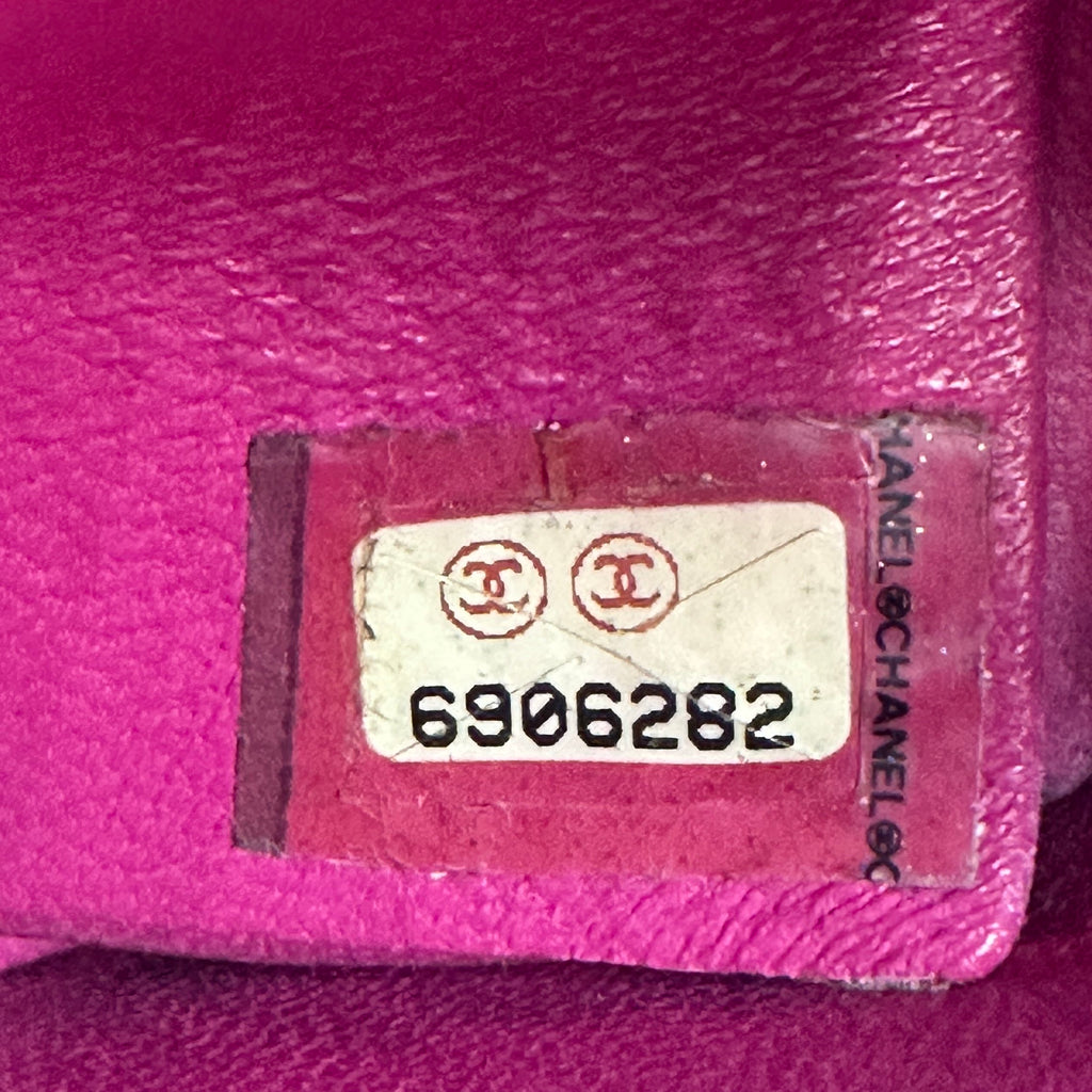 Chanel Logo Canvas Leather Pink Chain Shoulder Pouch