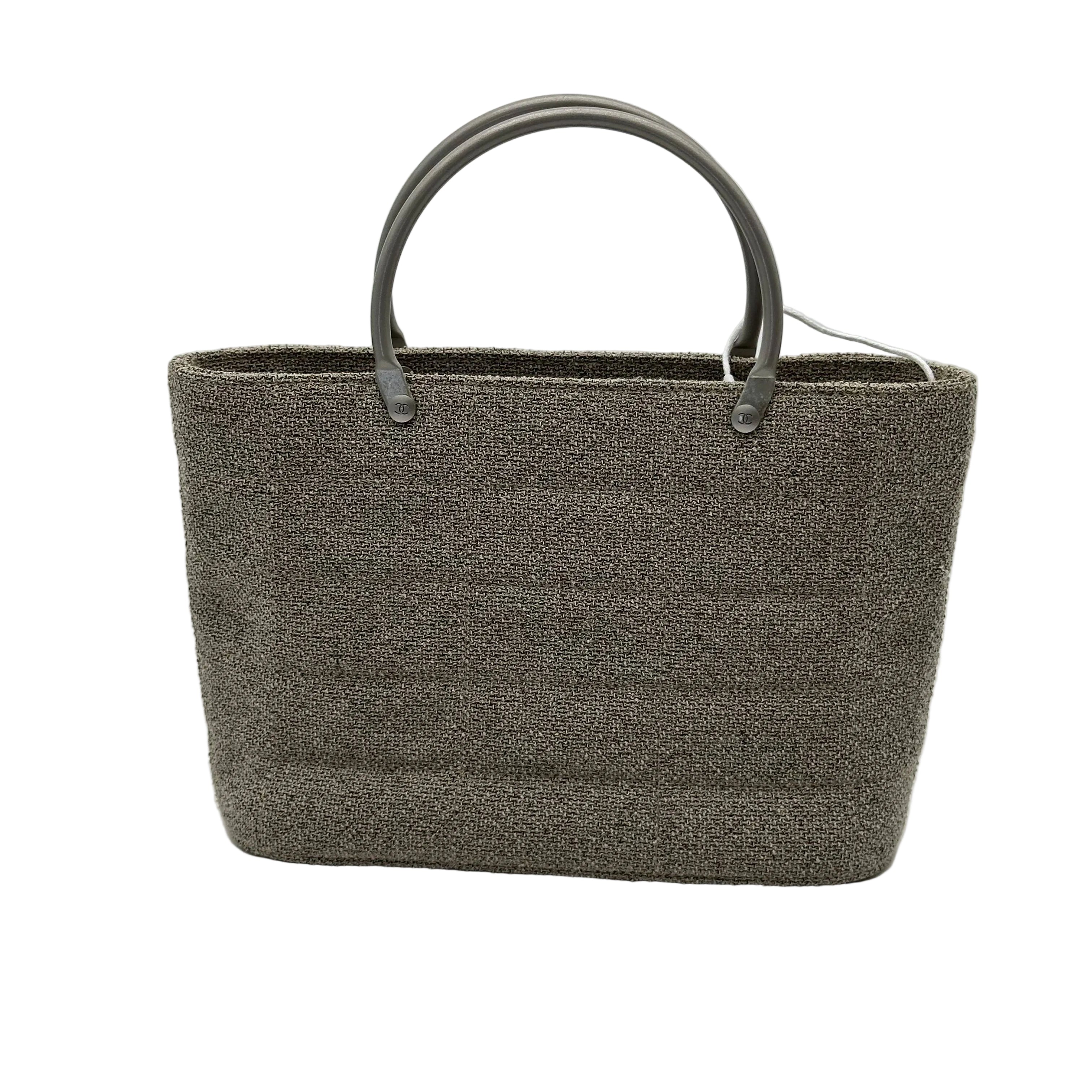 Chanel Mini Canvas Tote Bag Beige Matte Silver Hardware Vintage 5 Series