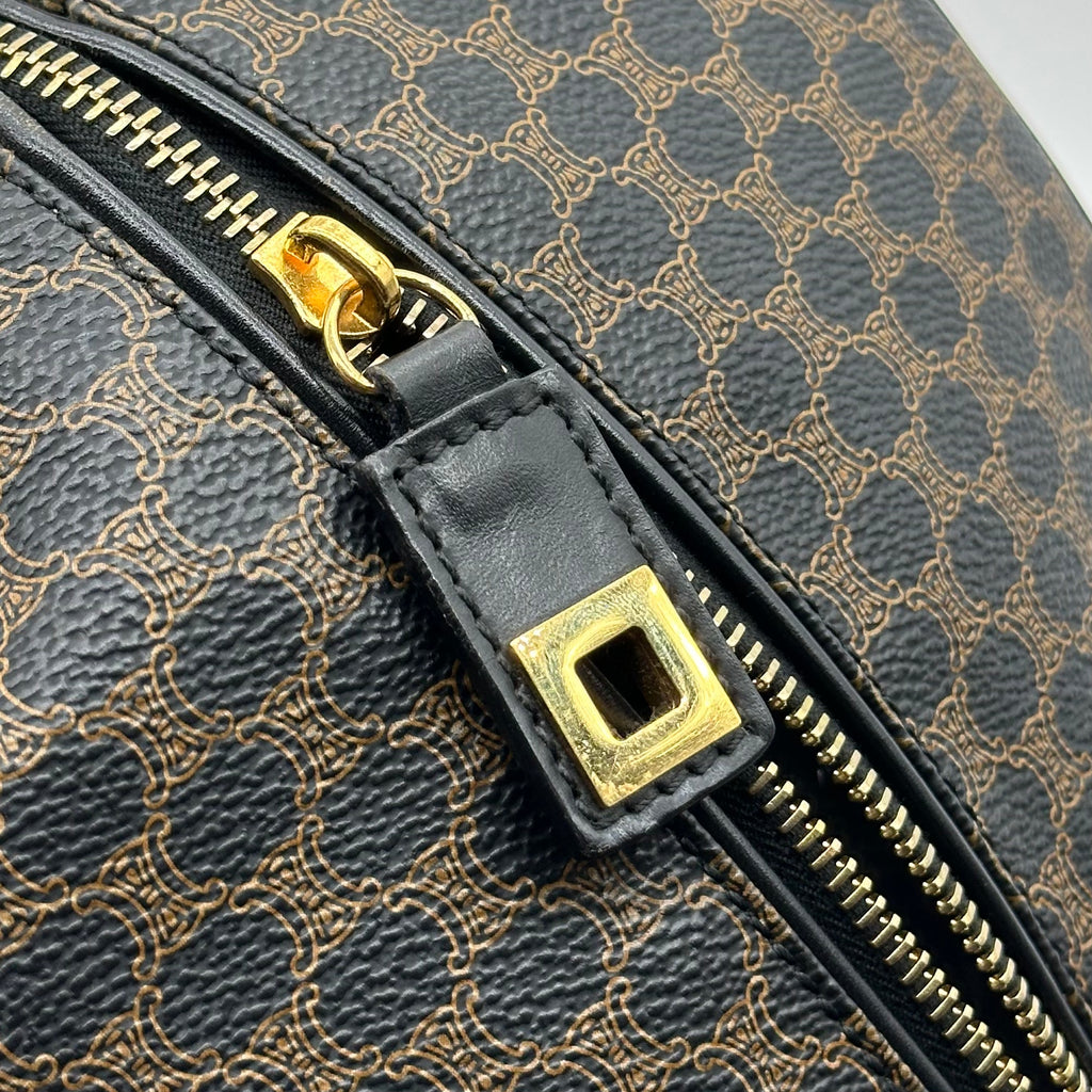 vintage celine black macadam large boston bag travel bag unisex