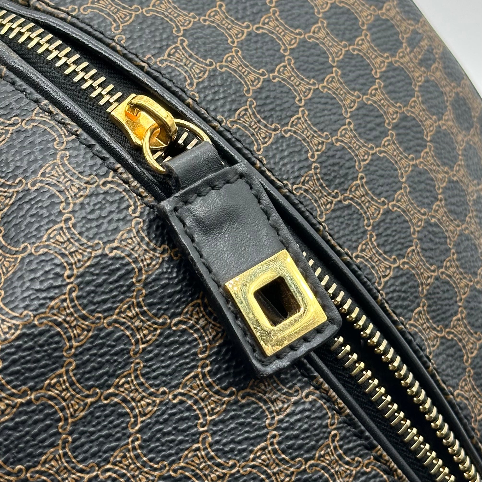 vintage celine black macadam large boston bag travel bag unisex