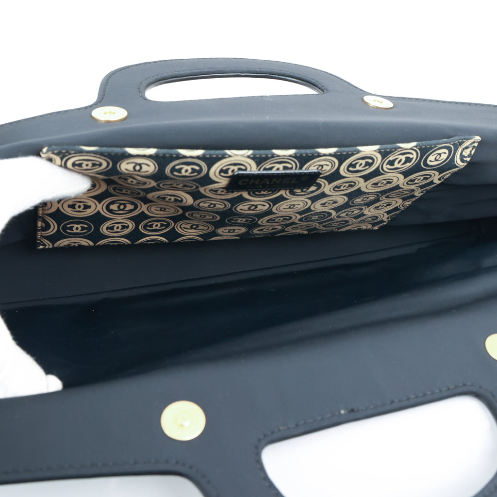 Chanel Coco Mark handbag Jersey Calfskin Printed Large Frame Handle Bag Beige Black 8 series
