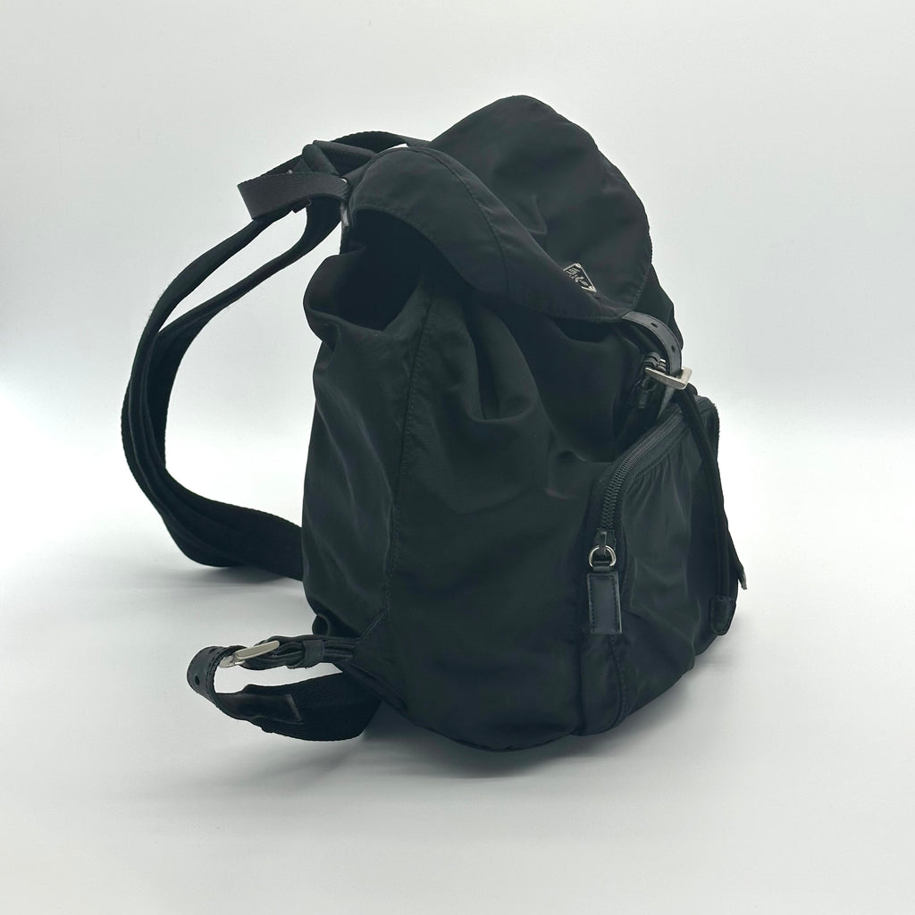 Prada Black Tessuto Nylon Vintage Drawstring Backpack