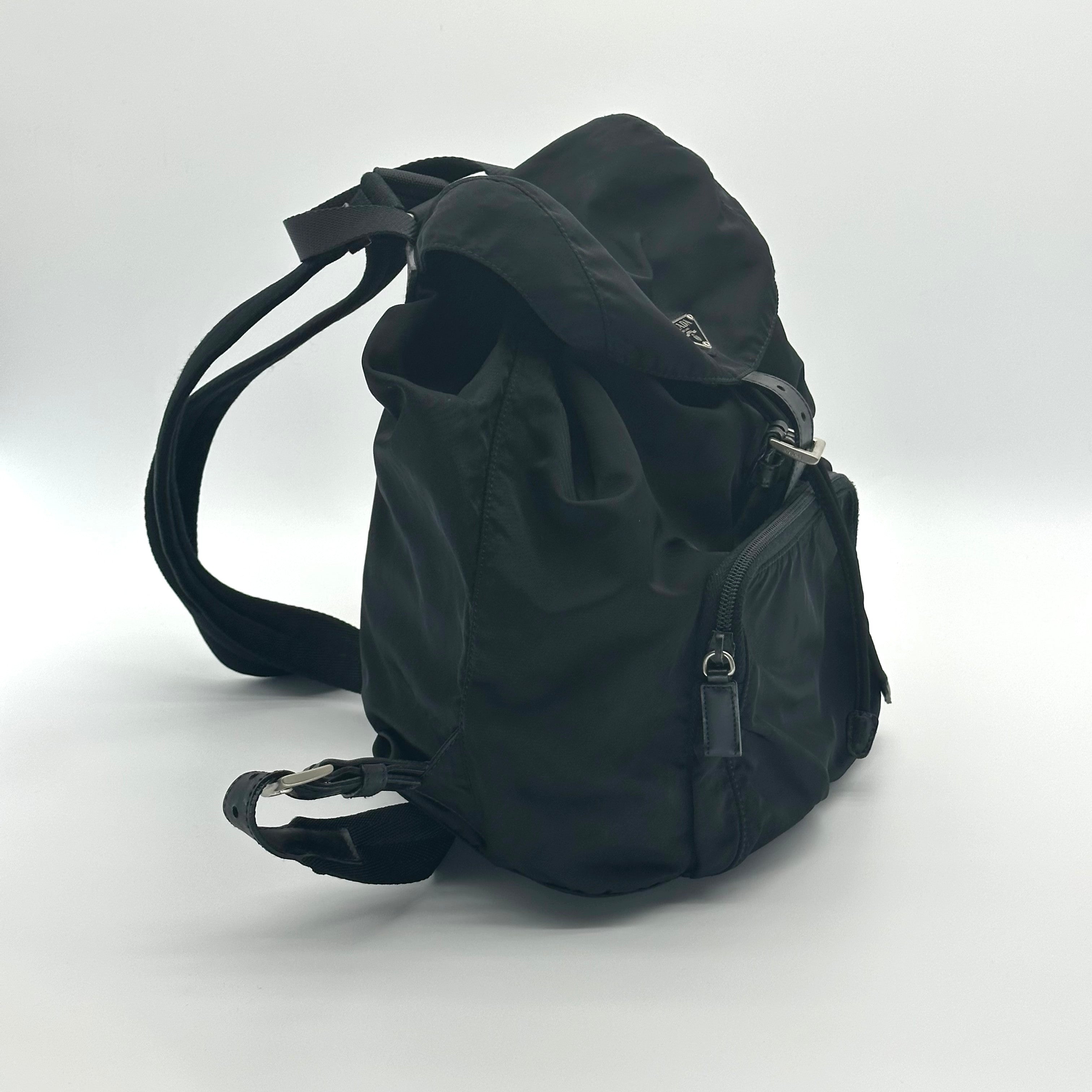 Prada Black Tessuto Nylon Vintage Drawstring Backpack