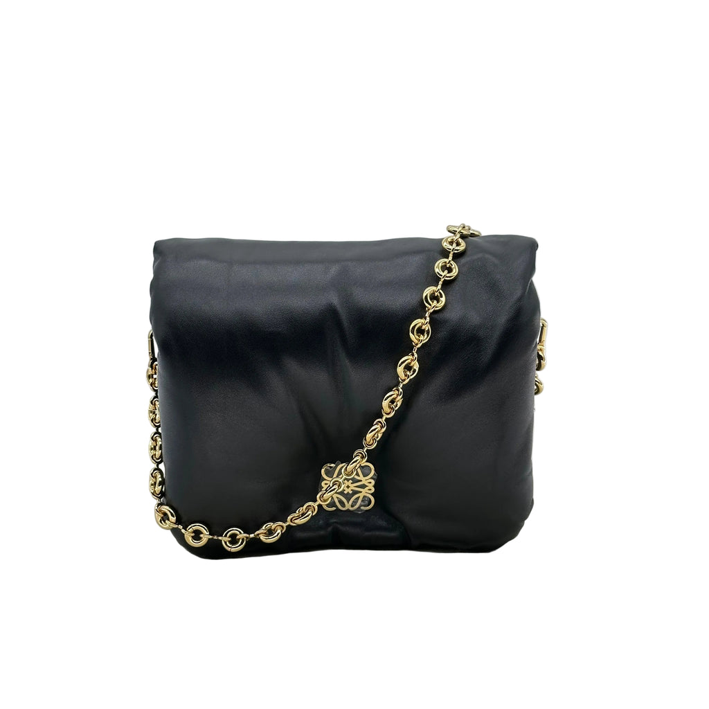 Loewe Anagram puffer Leather Chain Shoulder Bag Black