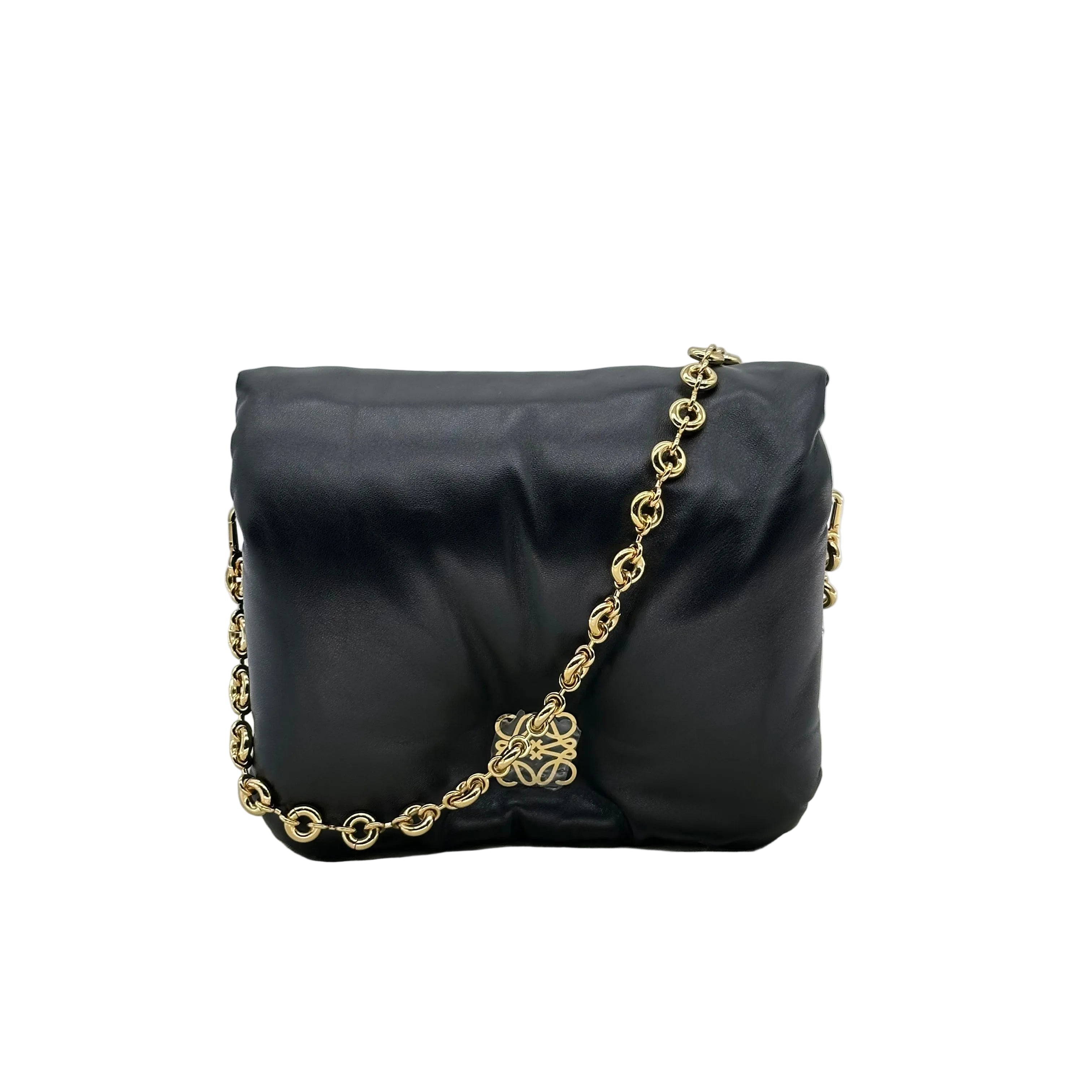 Loewe Anagram puffer Leather Chain Shoulder Bag Black