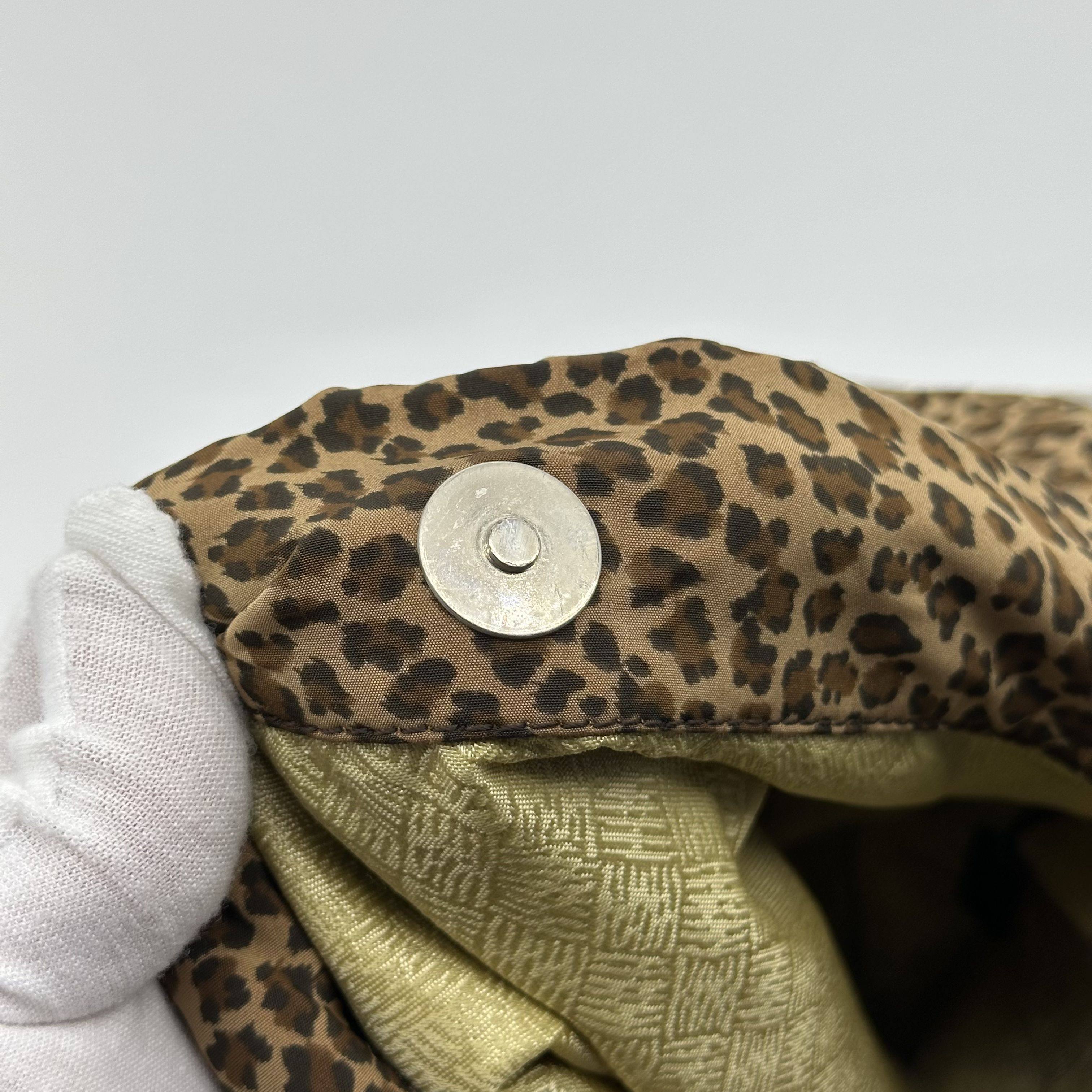 bottega Veneta  nylon leopard print hobo shoulder bag