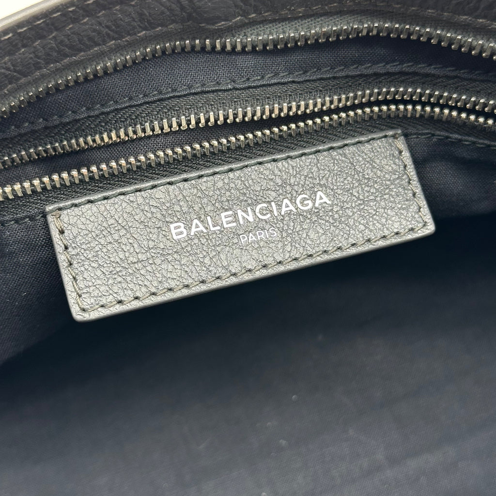 Balenciaga  Calfskin Leather  Silver Motorcycle City Bag