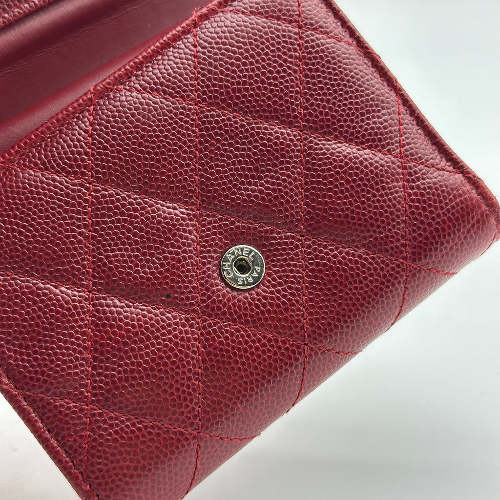 Chanel Quilted Caviar Calfskin Red Compact Wallet