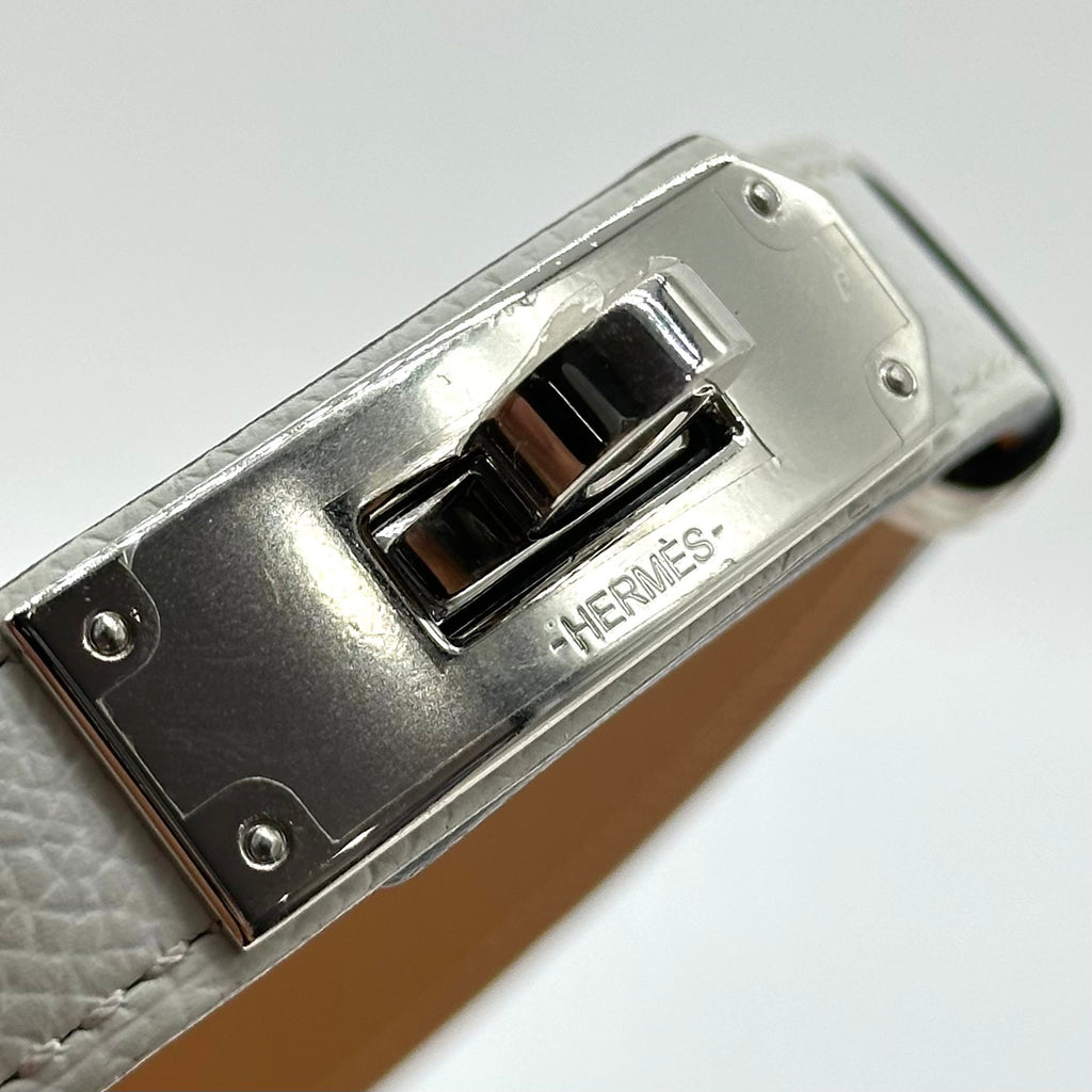 Hermès Hermes Kelly 18 White Belt with Silver Hardware U Stamp (2022) Epson