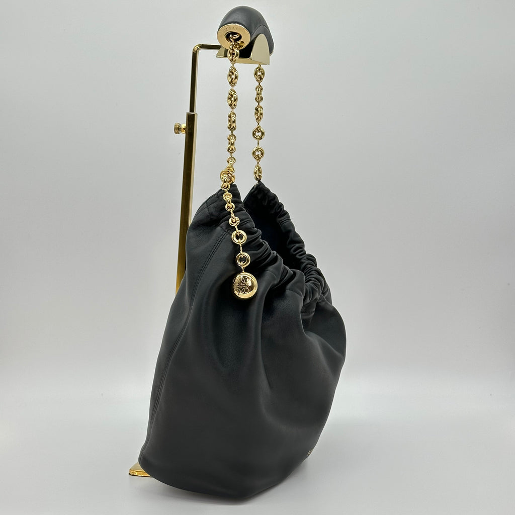 LOEWE Small Squeeze bag in mellow nappa lambskin Black 2way HOBO