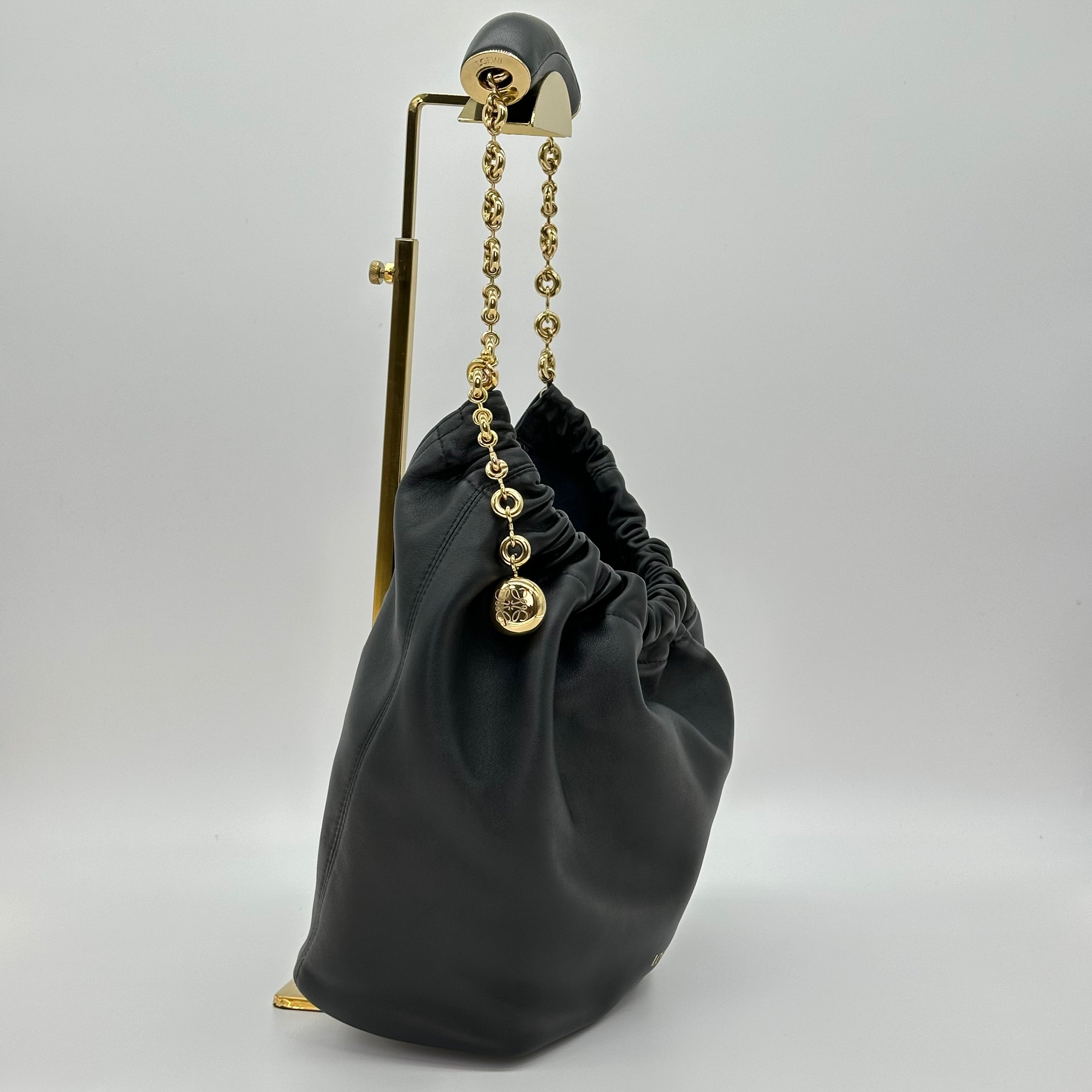 LOEWE Small Squeeze bag in mellow nappa lambskin Black 2way HOBO