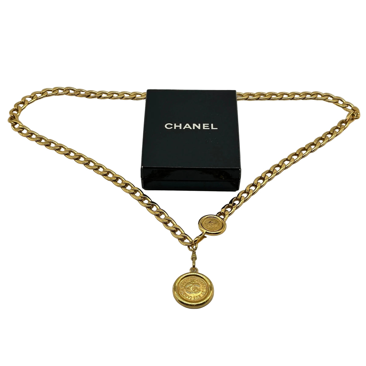 Chanel Gold Chain Coco Mark Coin Charm Belt