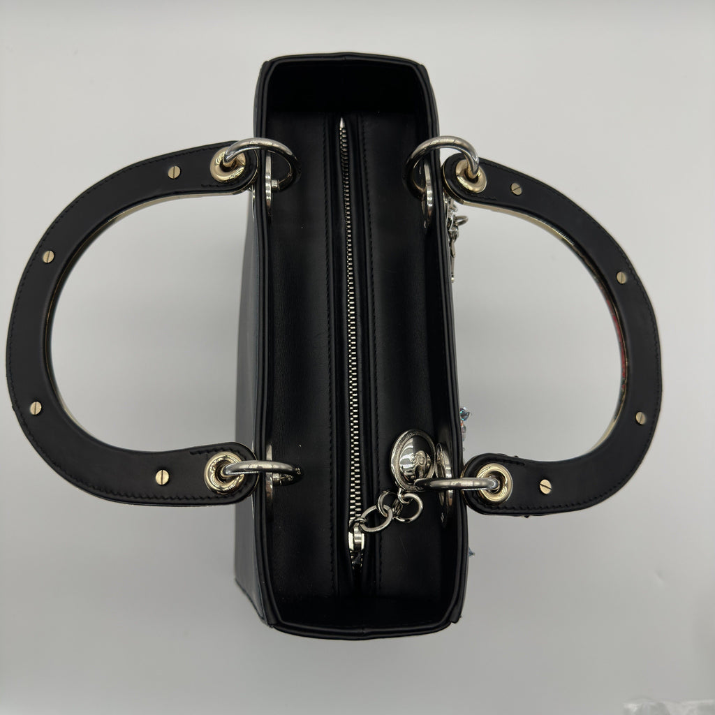 Dior Smooth Calfskin Lucky Badges Lady Dior Medium Black Handbag