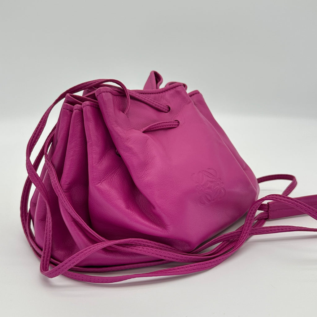 Loewe Lambskin Drawstring Bucket Bag Flamenco Shoulder Crossbody Bag