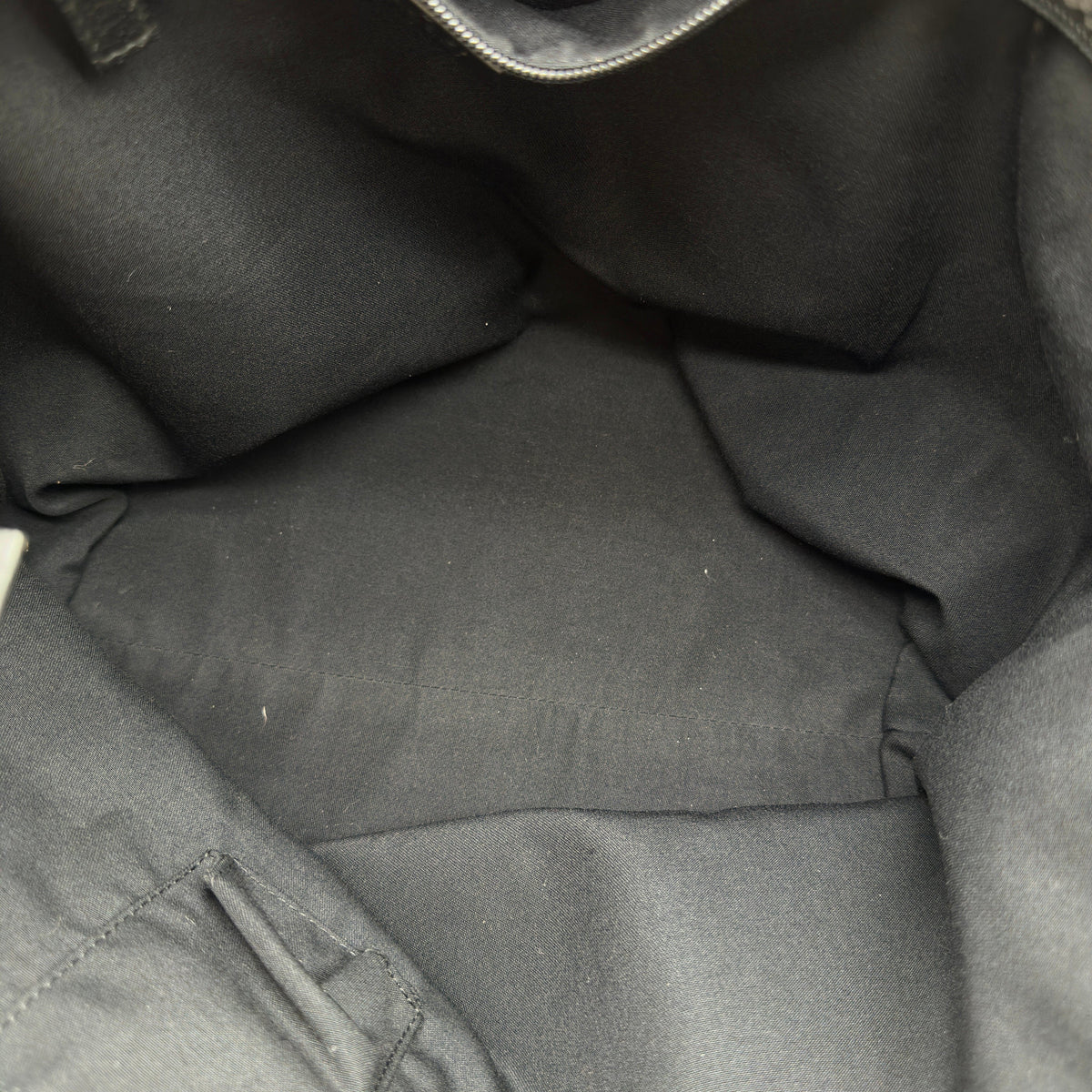 Gucci GG Canvas Leather Black Web Stripe Tote Bag