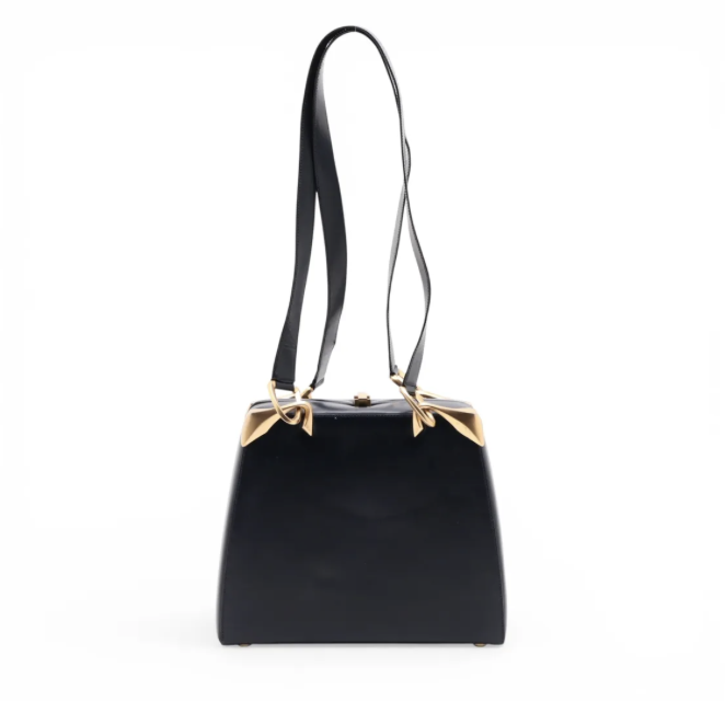 Celine Vintage Leather Shoulder bag Navy Blue