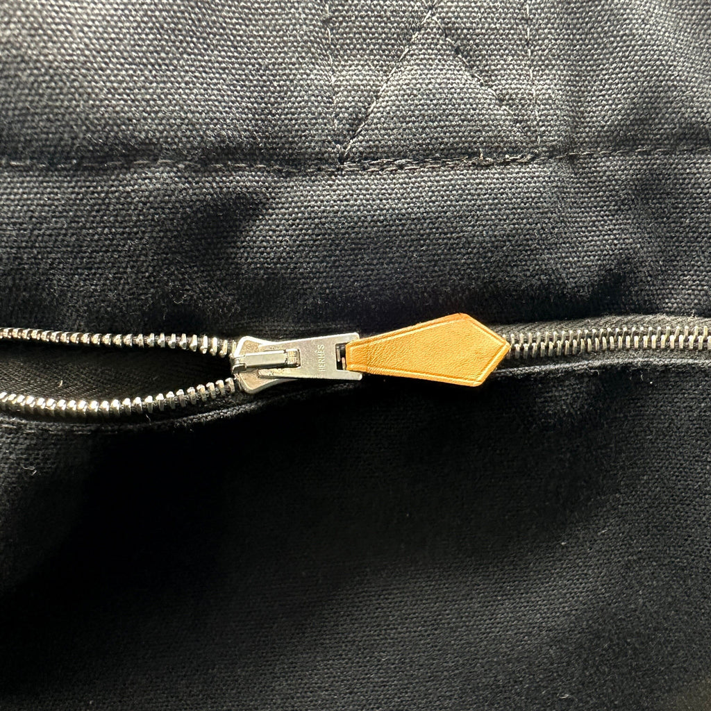 Hermes Herline MM Black Gray Canvas Tote Bag