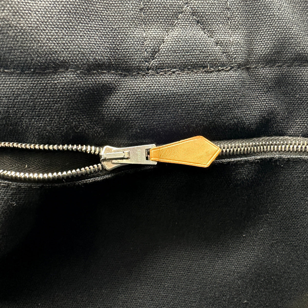 Hermes Herline MM Black Gray Canvas Tote Bag