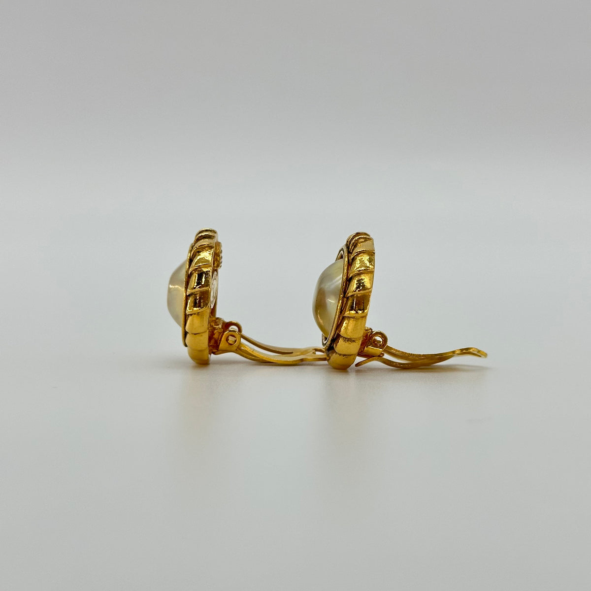Chanel Pearl Clip On Earrings Ear Cuff Vintage