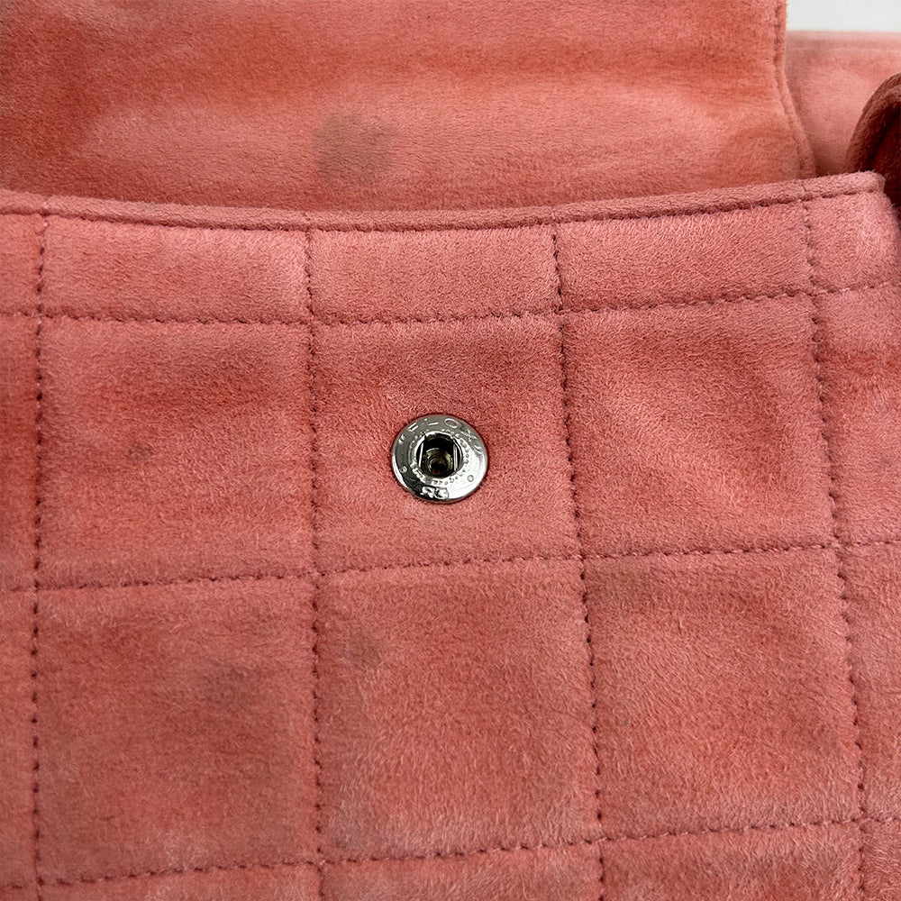 Chanel Pink Choco Bar Reissue Suede Flap Bag Leather Metal