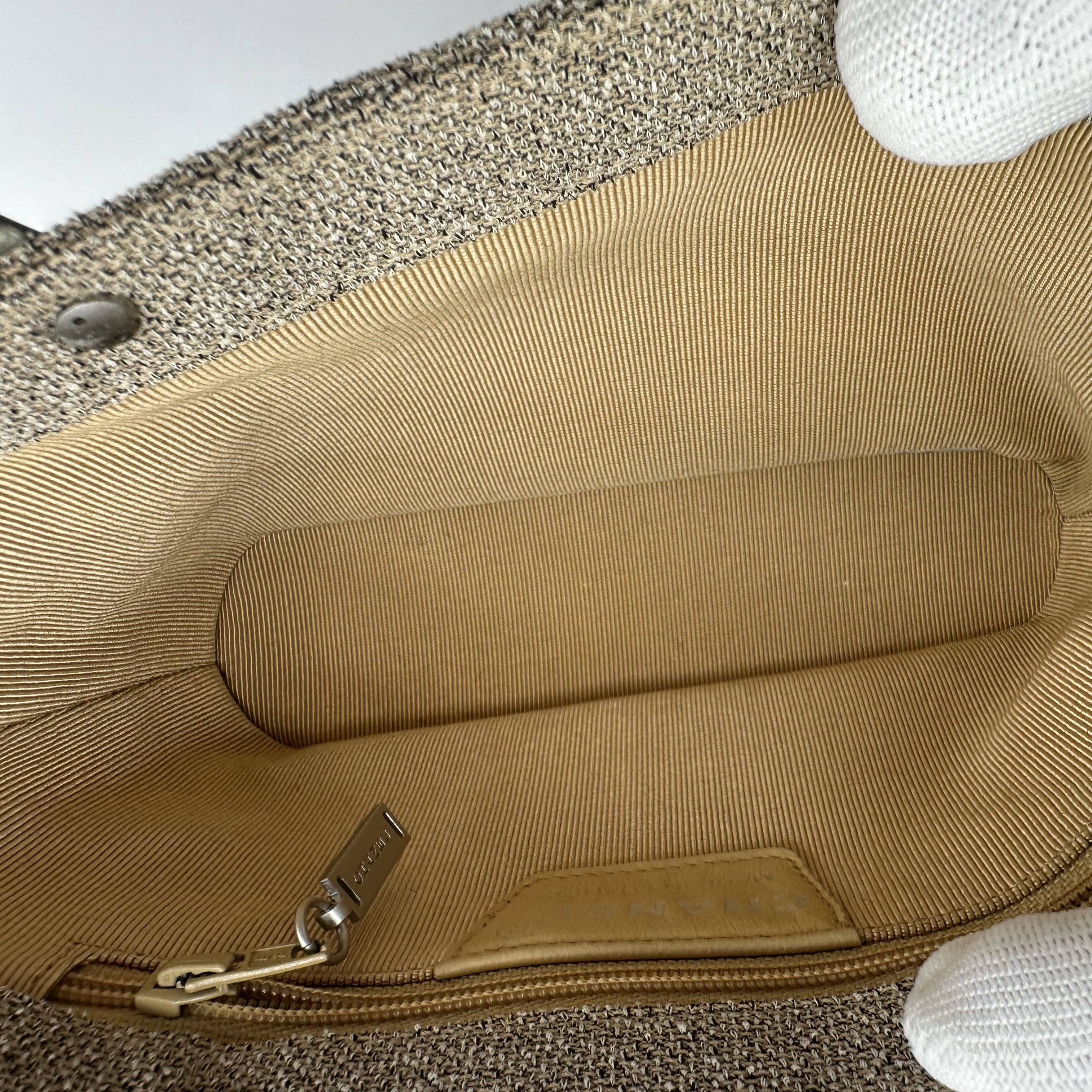Chanel Mini Canvas Tote Bag Beige Matte Silver Hardware Vintage 5 Series