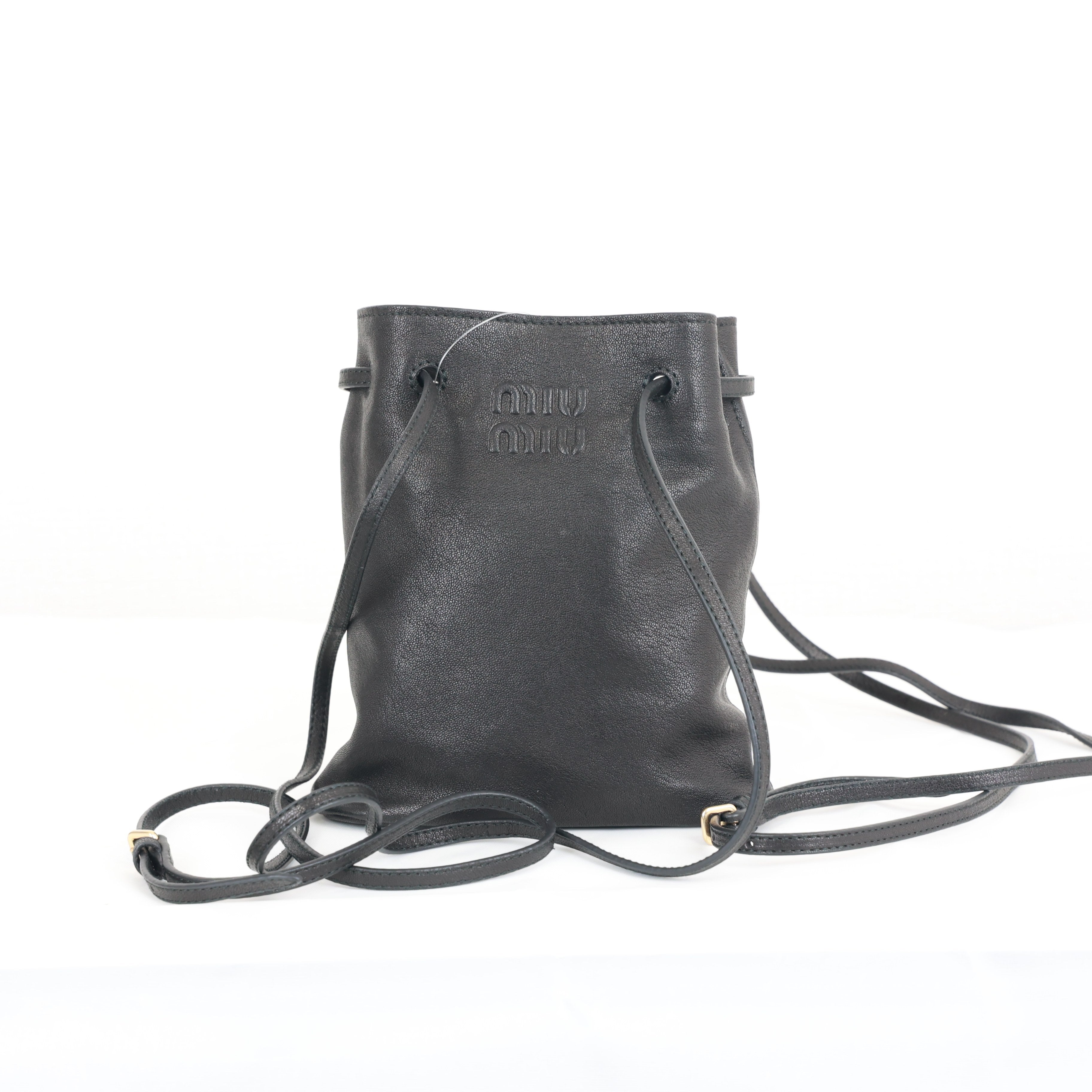 Miu Miu Nappa Leather Mini Bucket Bag Soft Shoulder Bag Crossbody