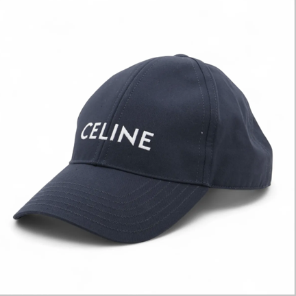 Celine 2AUA1969P Logo Cap L Cotton Navy Blue Wears Lint on fabric Marked Creases