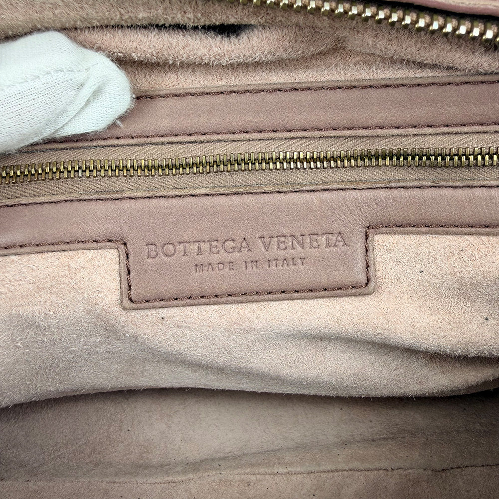 Bottega Veneta Intrecciato Woven Fringe Boston Bag Handbag Purple