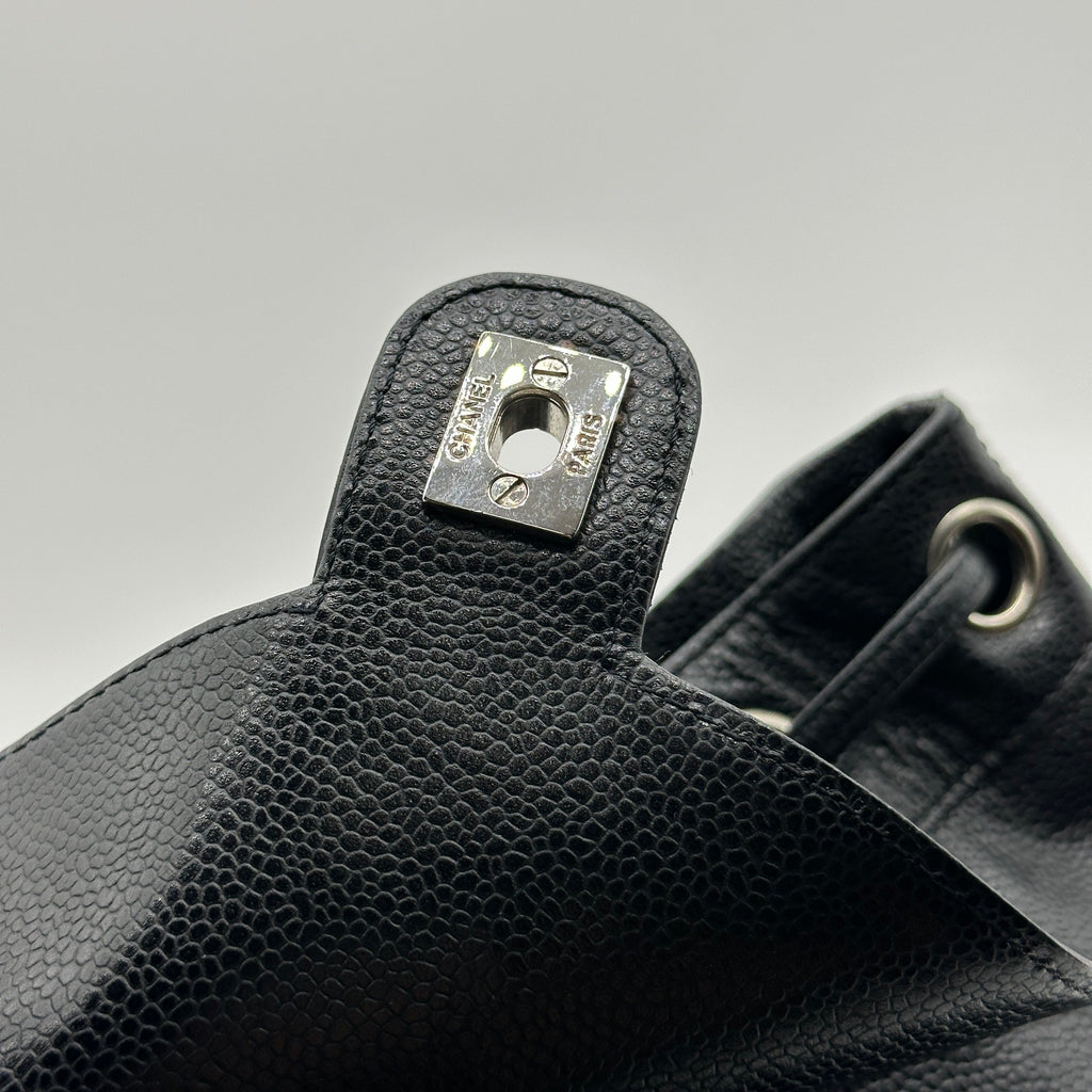 chanel caviar cc backpack black caviar leather