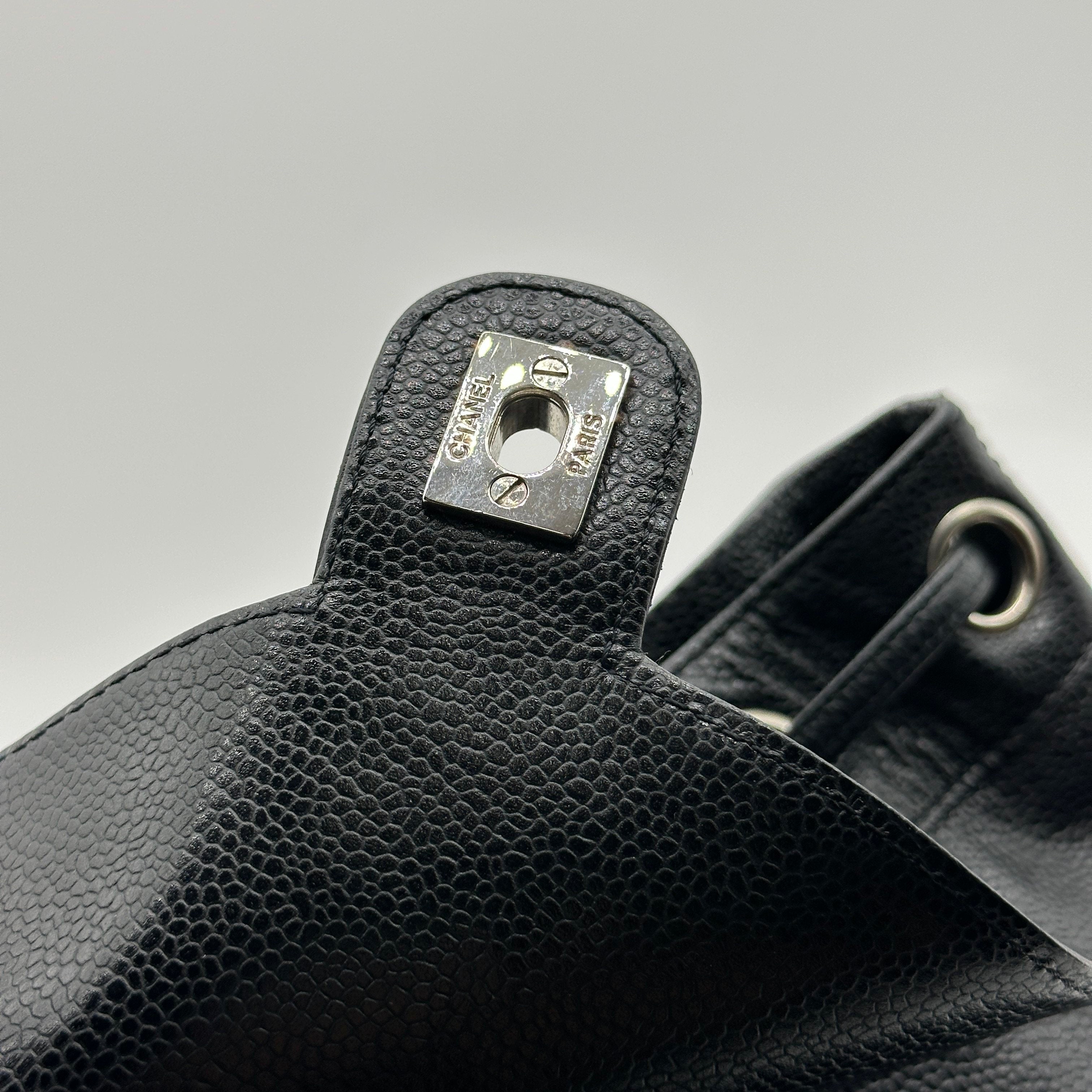 chanel caviar cc backpack black caviar leather
