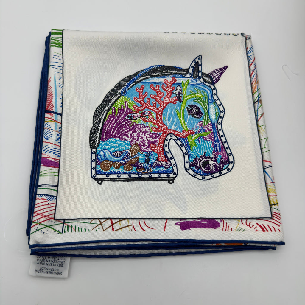 Hermes Carre Horse Motif Multicolor Silk Scarf
