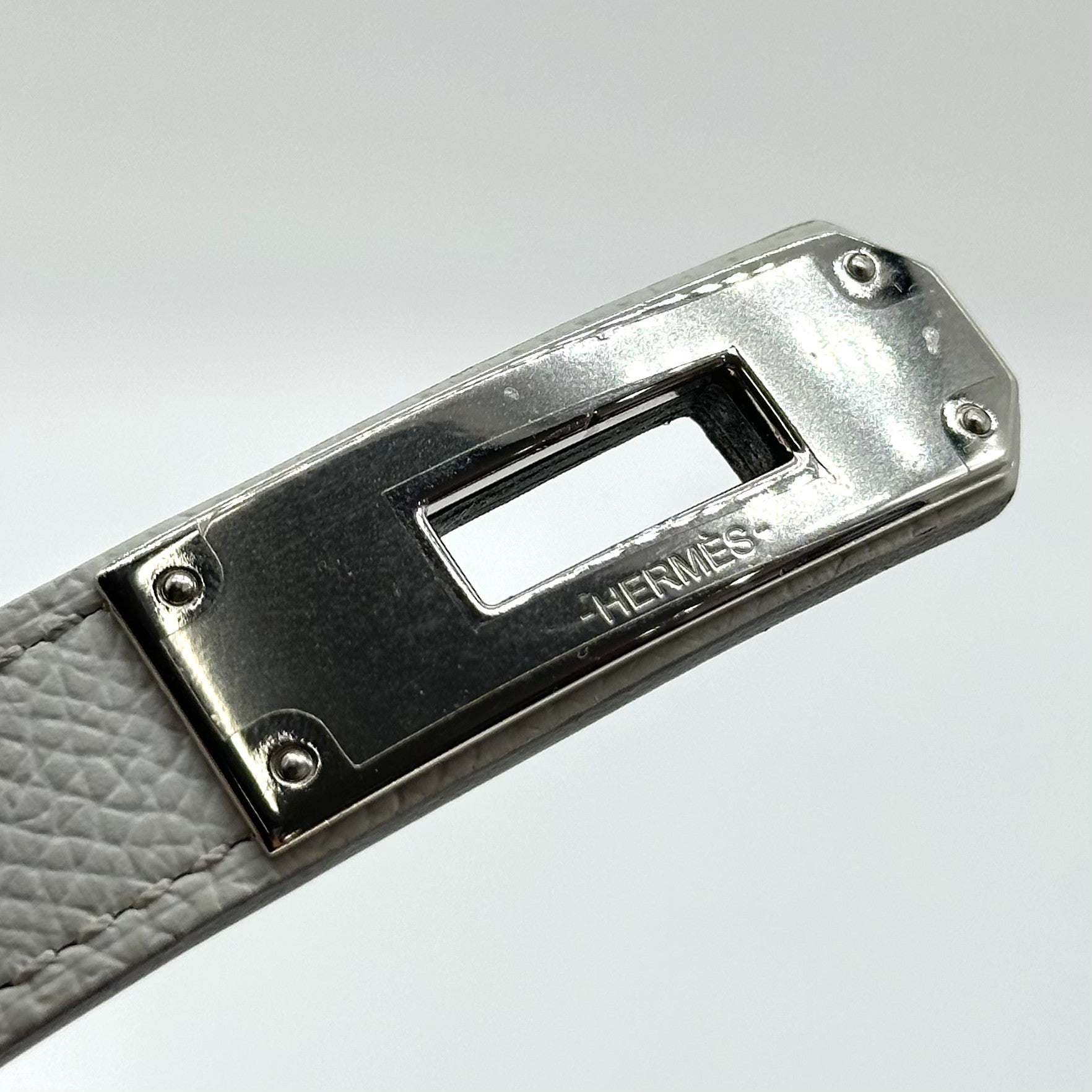 Hermès Hermes Kelly 18 White Belt with Silver Hardware U Stamp (2022) Epson