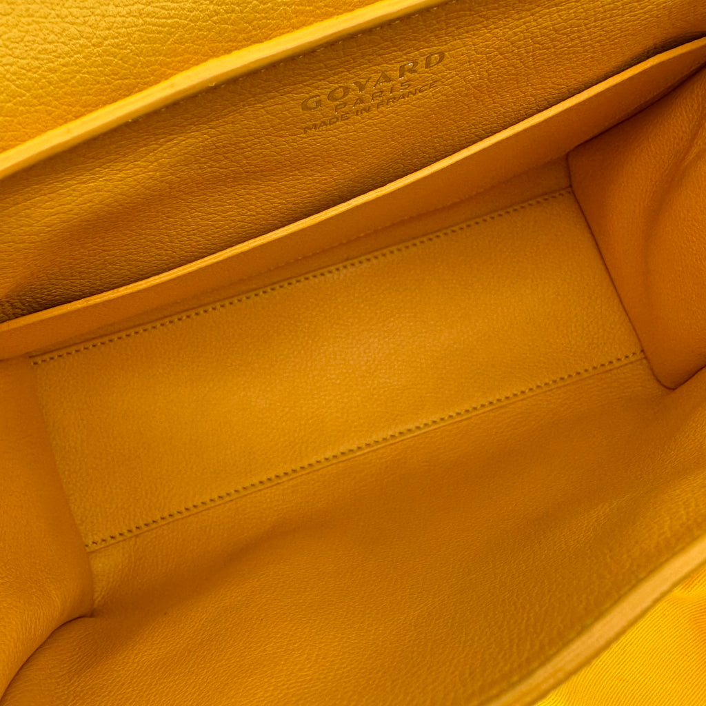 Goyard Saigon Mini Soft Wooden Handle Handbag Canvas and Leather 2-Way Shoulder Bag Yellow
