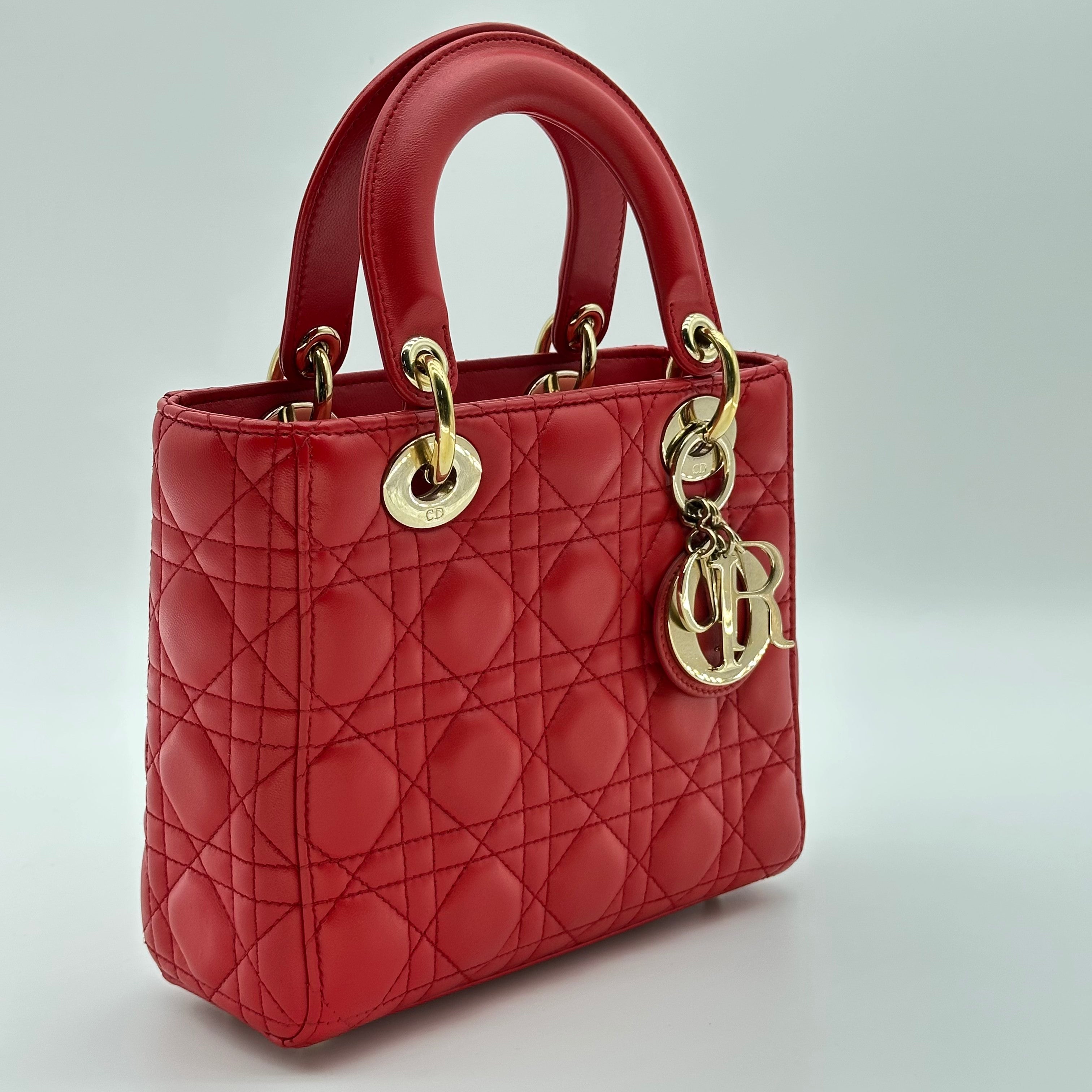 Christian Dior Lambskin Small My ABCDior Lady Dior red